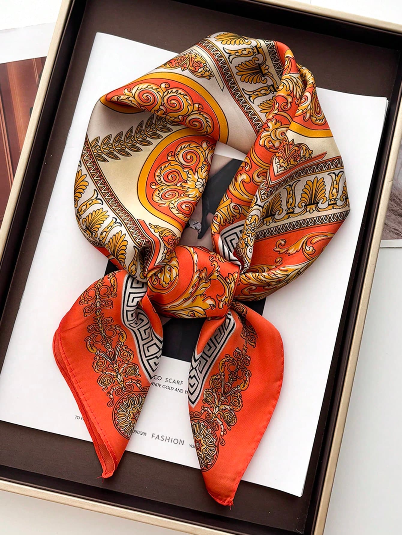 1pc Women's Square Satin Paisley Print Headscarf
