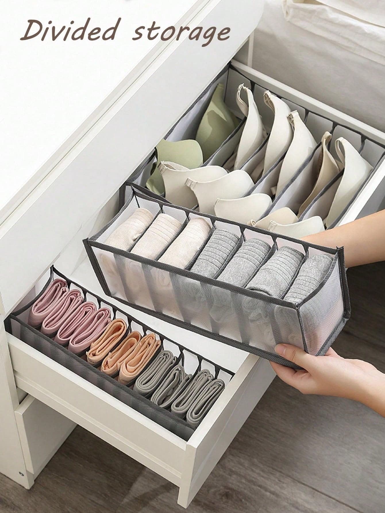 3pcs Bra Drawer Organizer Bags, Underwear Drawer Storage Box, Underwear Storage Box, Wardrobe Storage Box, Drawer Storage Box, Mesh Drawer Storage Box