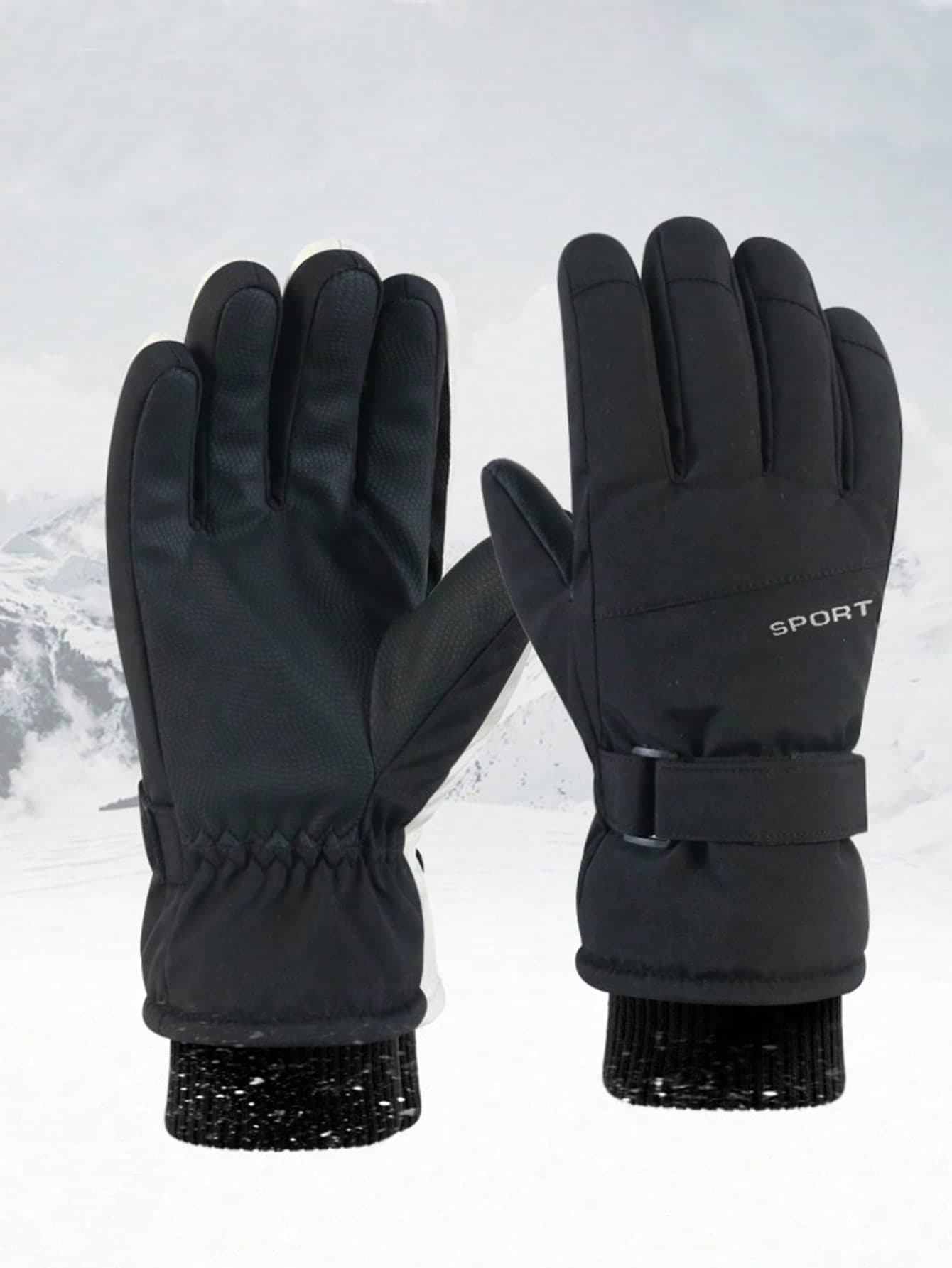 1 Pair Professional Ski Gloves, Waterproof, Windproof, Warm, Touchscreen Compatible, Unisex Design Suitable For Skiing, Snowboarding, Winter Outdoor Sports, Black, Random Color Dispatch