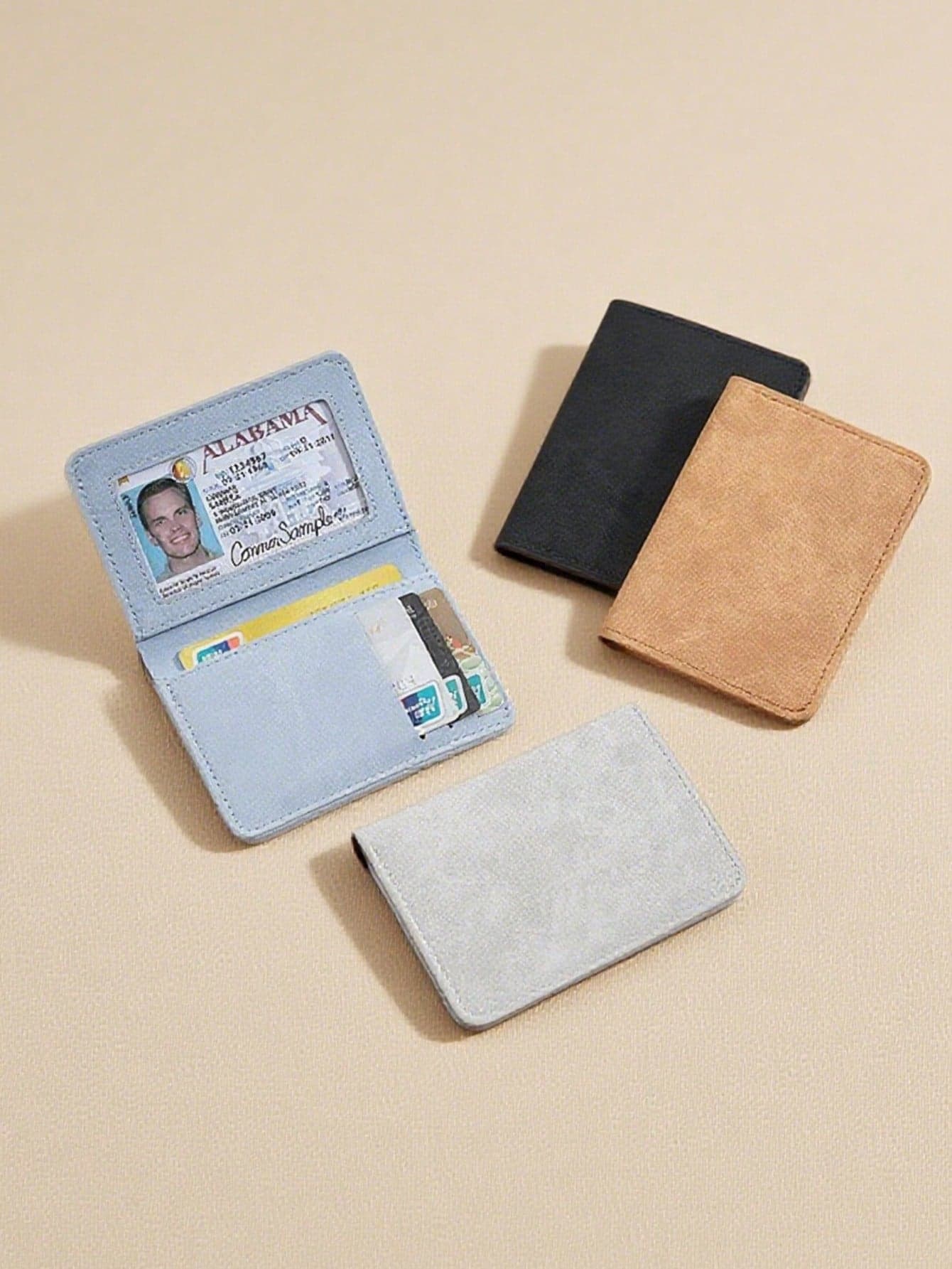 Multi-Color Vintage Bifold ID Card Holder With Clear License Window, Slim Slots For Banknote & Name Card, Unisex Portable Daily Commute License Sleeve