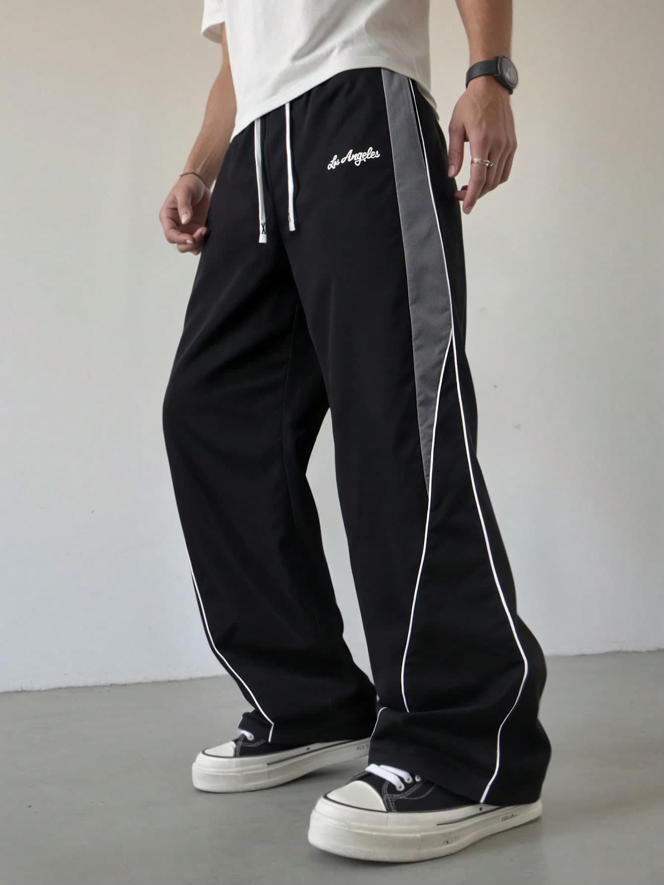 1-Pack Teen Boys Casual Solid Color Drawstring Cargo Pants, Daily Streetwear Teen Boys Cargo Pants, Lightweight Polyester Fabric