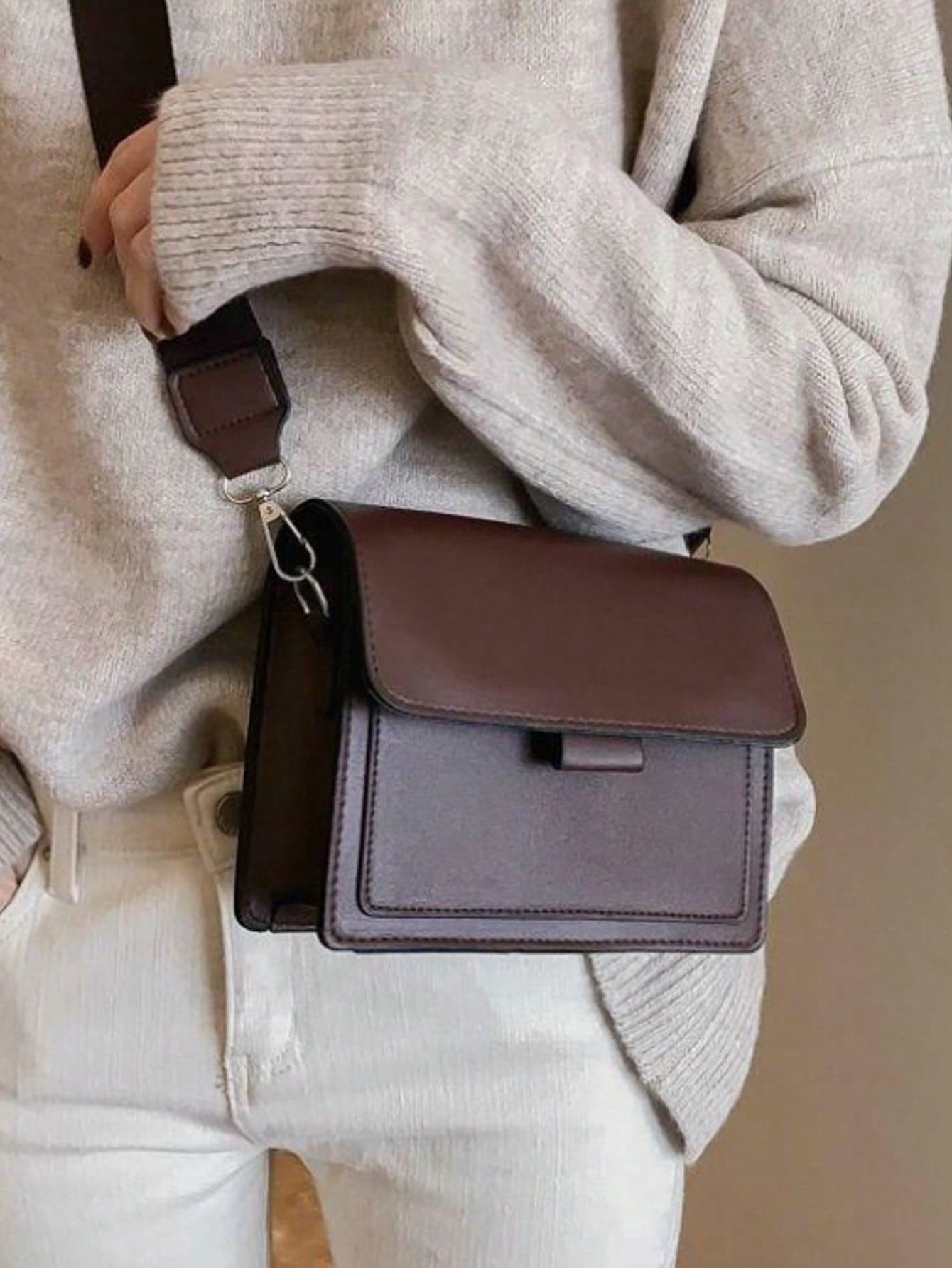 Fashion Wool Flap Square Women's Bag, Classic Solid Color Quilted Crossbody Bag Lipstick Storage Pouch, Vintage New Makeup Shoulder Bag, Square Wallet With Adjustable Wide Strap Handbag, Suitable For Outings