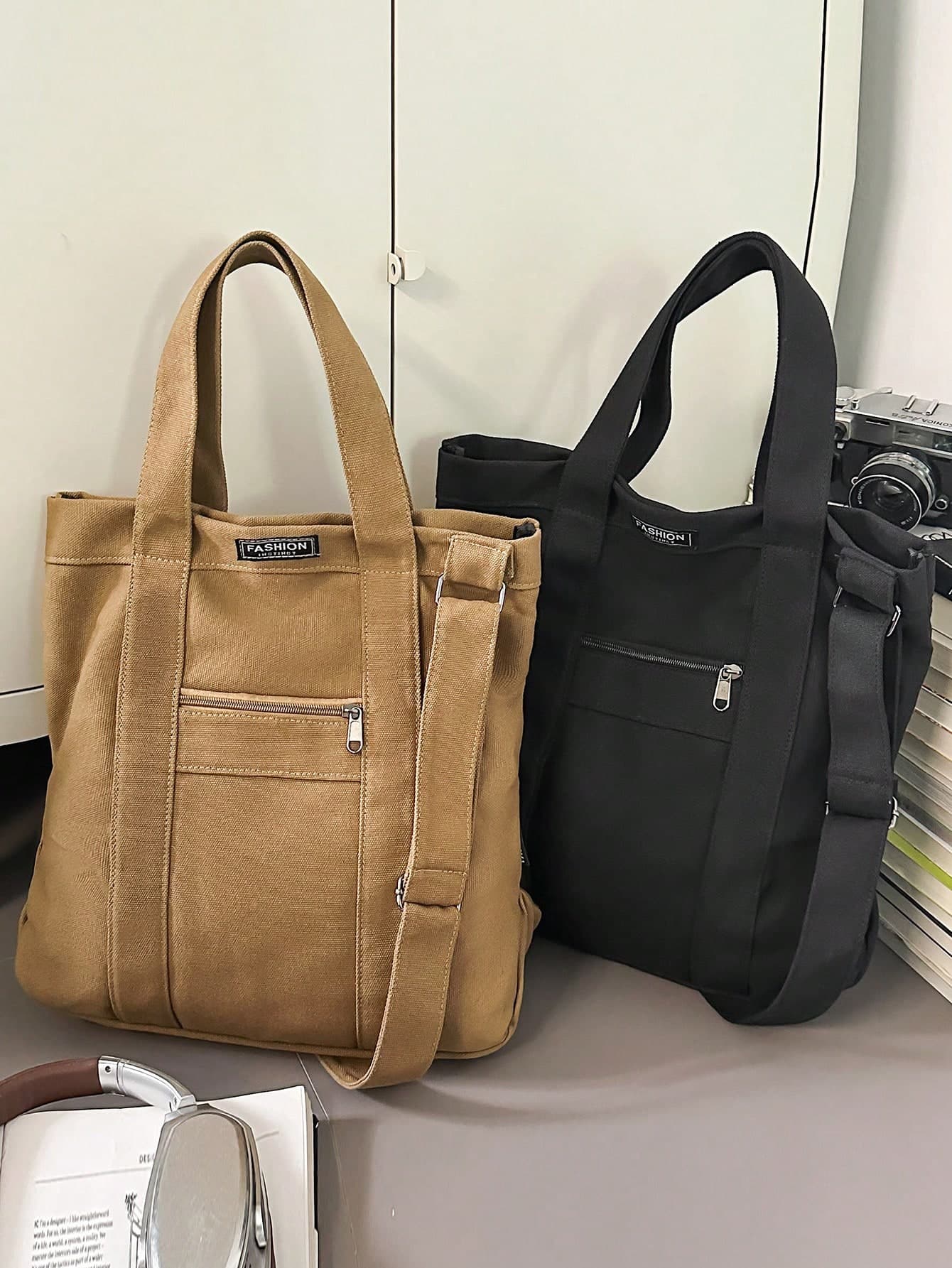 Vintage Fashion Men's Tote Bag, Large Capacity Japanese Style Shoulder Bag, Suitable For Work, School, Vacation, Commuting, Can Be Worn Crossbody Or As A Backpack, Essential For Back To School Canvas Tote Beach Bag Laptop Bag Laptop Case, Tote Bags For University, Shopper Bag