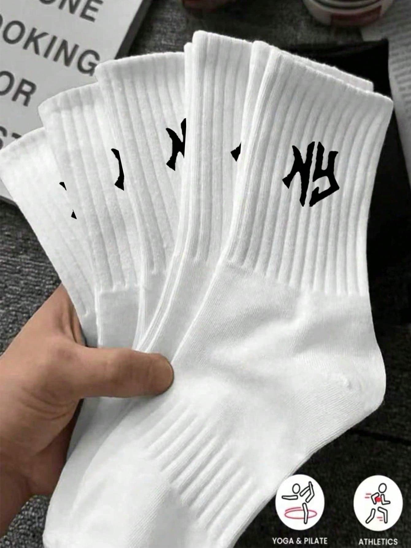 40/30/24pcs Unisex Comfortable Sports Men's Crew Socks,Suitable For Autumn/Winter/Women,Antibacterial,Soft,Black/White,Odor-Resistant,20/10/8/6/4/2pcs