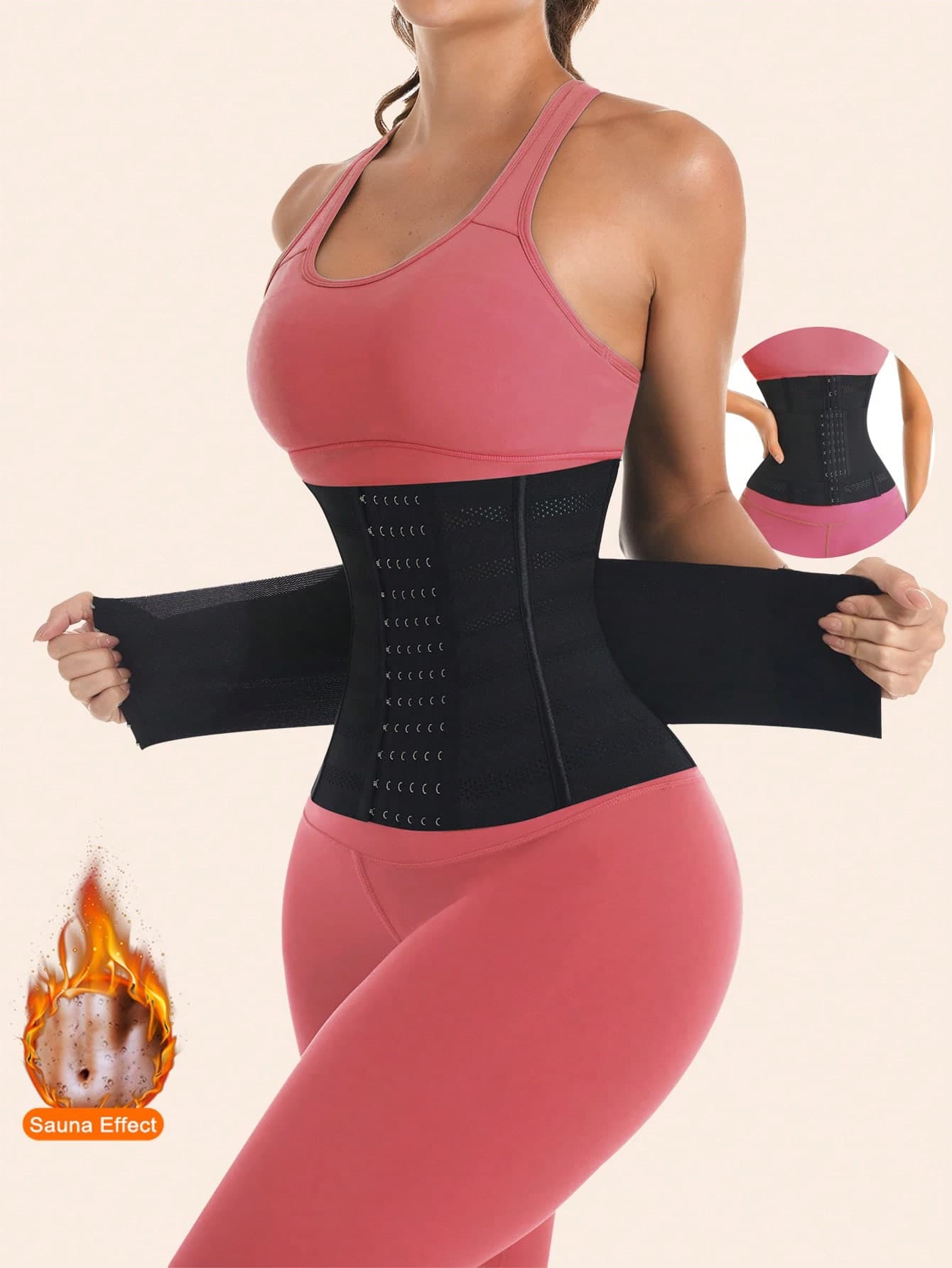 MISTHIN 1pc Women's Black Mesh Breathable Abdominal Trainer Corset, Sports