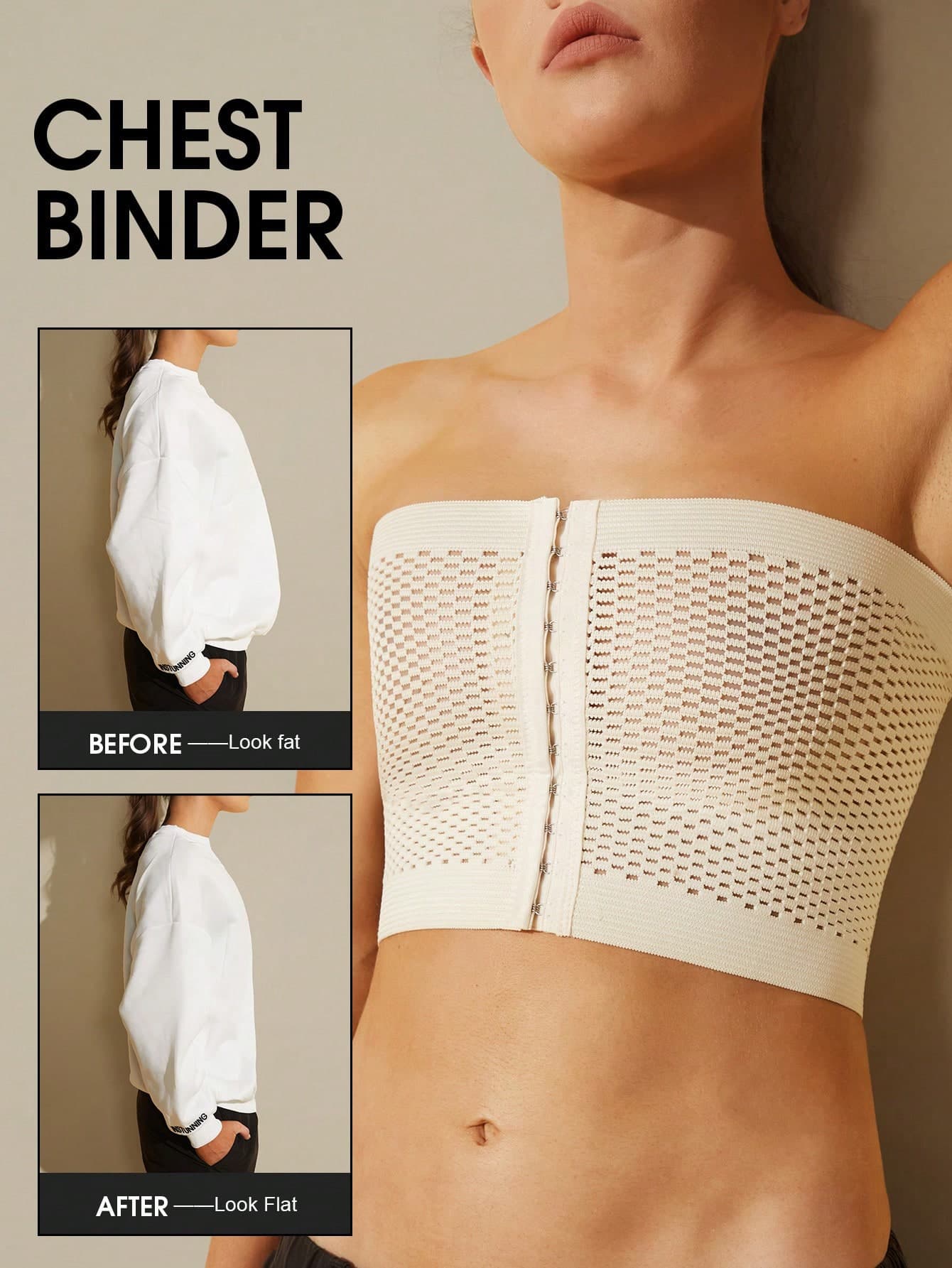 1pc Women's Chest Binding Wrap, Minimizing Bra, Transgender, Adjustable Compression Top, Minimizes Chest Appearance, Boyish Style Shaping Camisole