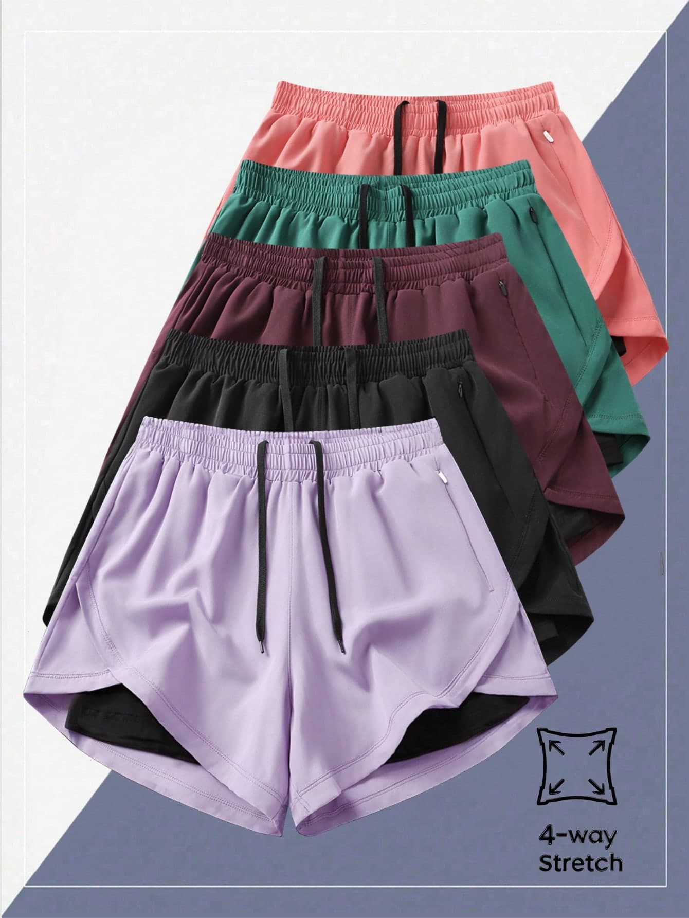 1pc Women's Shorts 2-In-1 Solid Color Lining 2 In 1 Sports Pants, Elastic Two Pieces Set, Suitable For Running, Sports, Yoga, Fitness In Summer