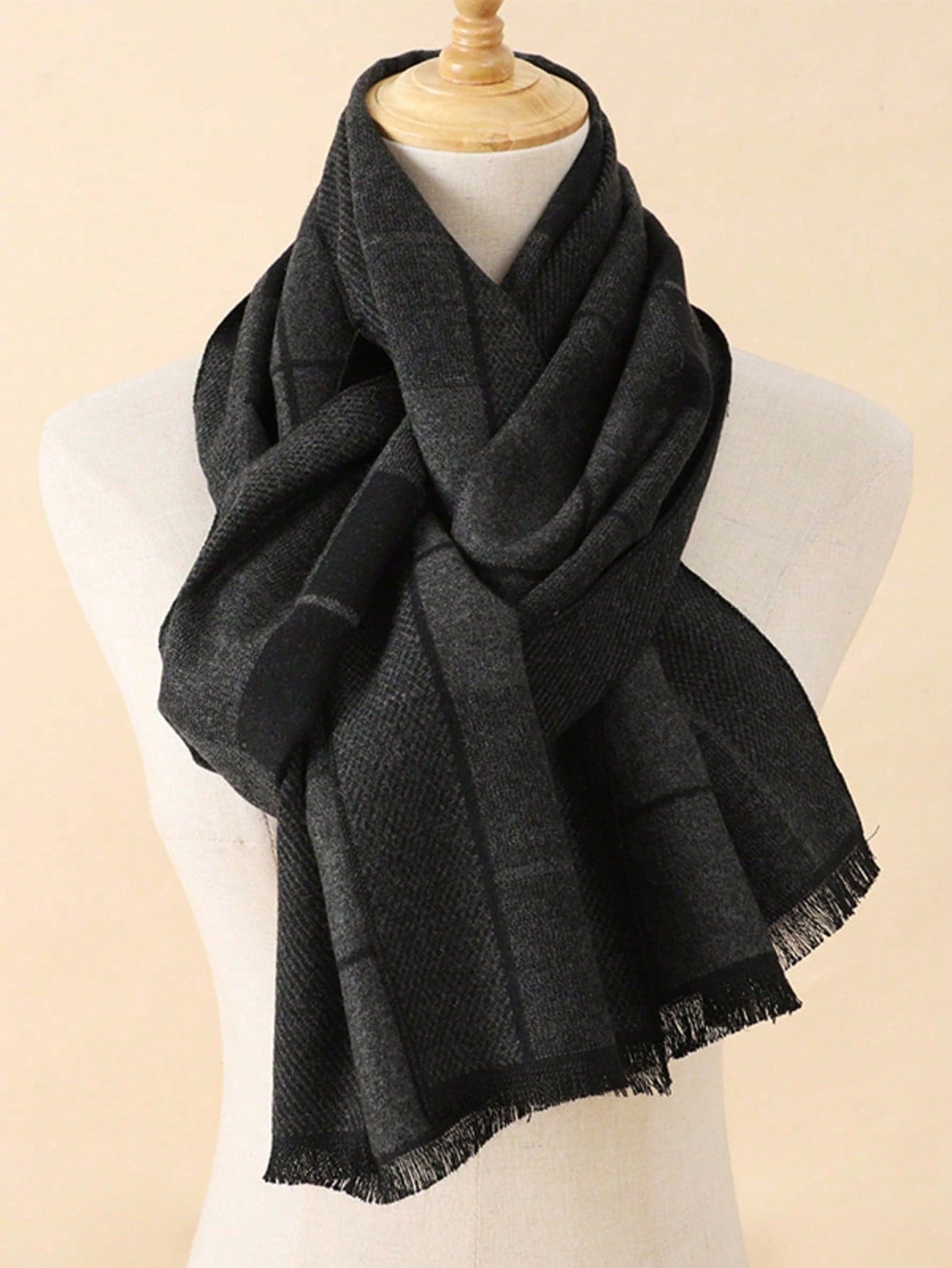 1pc Classic Striped & Plaid Print Warm Thick Scarf, Unisex Fashion Casual Couple Neck Warmer, Suitable For Daily Wear, Autumn/Winter,Holiday,Travel