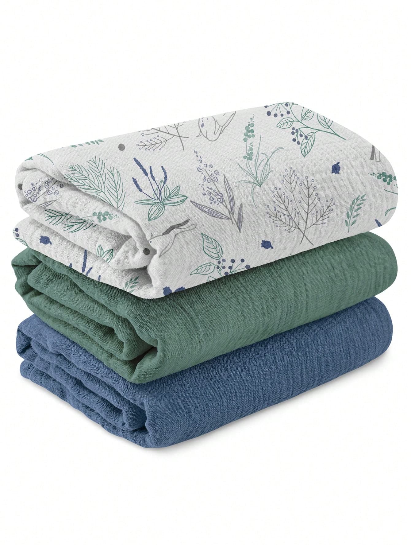 GLLQUEN BABY 3pcs Organic Cotton Muslin Swaddle Blankets, Unisex, Newborn Receiving Blankets, Large 40 X 38 Inches, Soft & Breathable, Suitable For Baby Boys & Girls