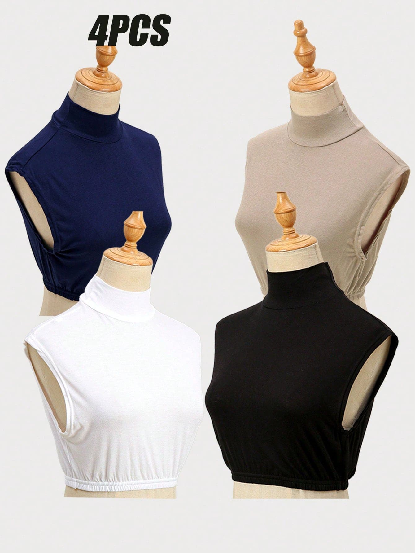 4PCS Women's Large Solid Color Mid-Neck Fake Collar Neck Accessory Casual Thin Shoulder Fake Collar Shawl For