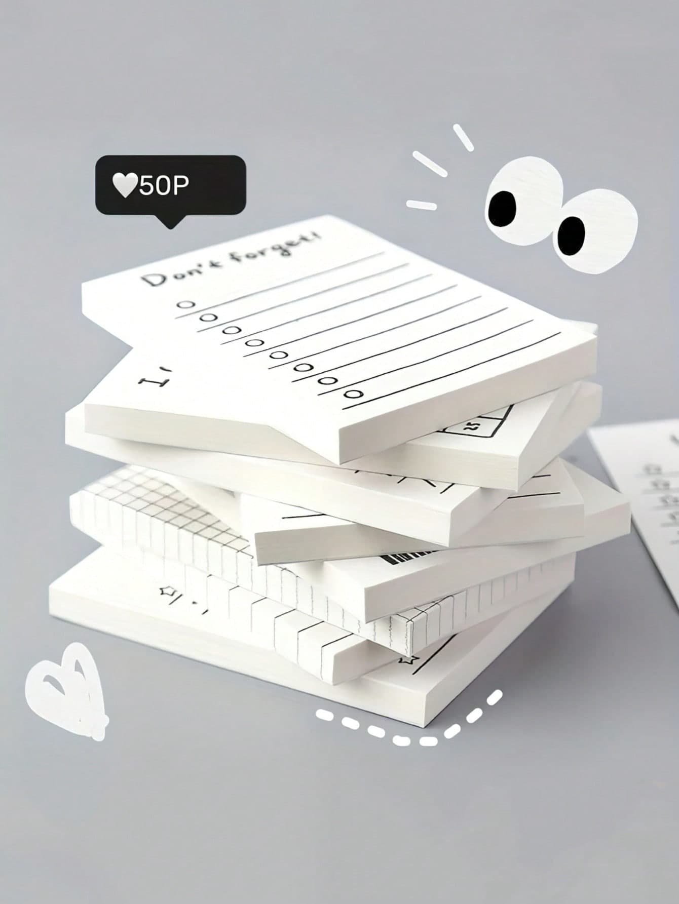 50 Sheets Sticky Notes - "Don't Forget" Lined Notepad, Suitable For Planning, Reminders, Learning And Organizing, Non-Adhesive, Suitable For Home And Office Use, Office Supplies | Minimalist Design | Back To School Season School Supplies