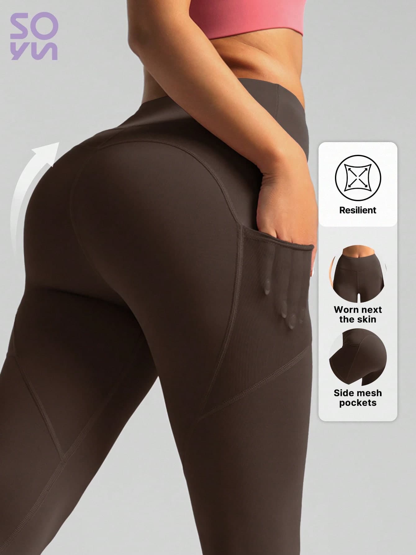 Soyun Women's Jumpsuit Side Pocket Fitness Pants, Suitable For Yoga, Outdoor Sports And Butt Lifting Spring