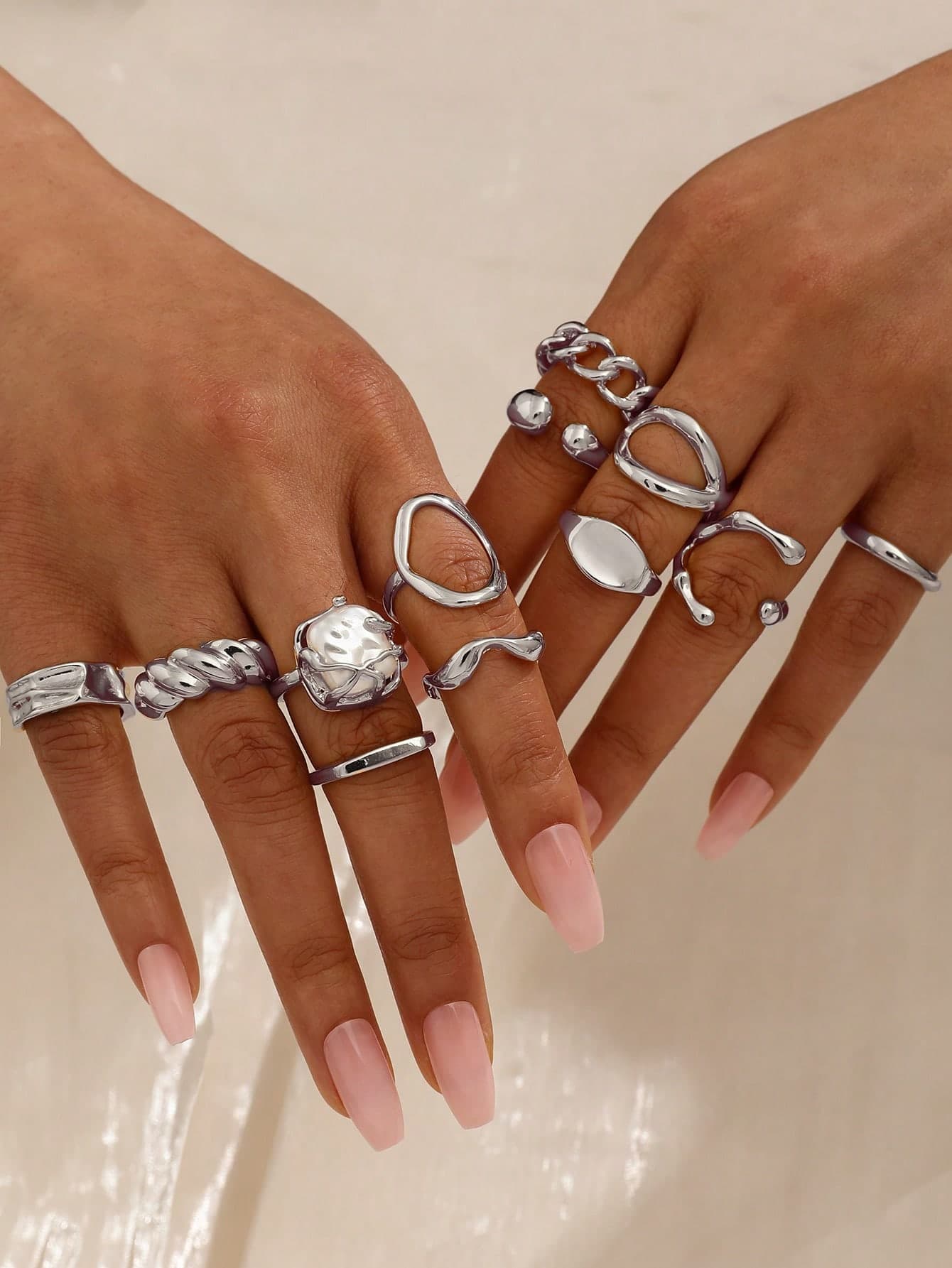 12pcs/Set Punk Style Rings Set, Vintage Geometric Rings Set For Women, Fashion Personalized Jewelry Gift, Suitable For Daily Outfit And Party Accessories