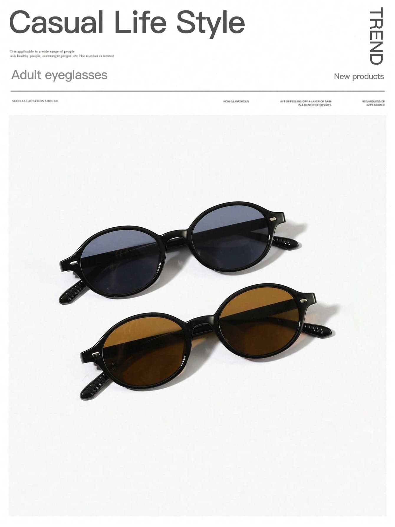 1 Pair Men's Acrylic Bohemian Oval Frame Fashion Glasses, Suitable For Holidays And Outings