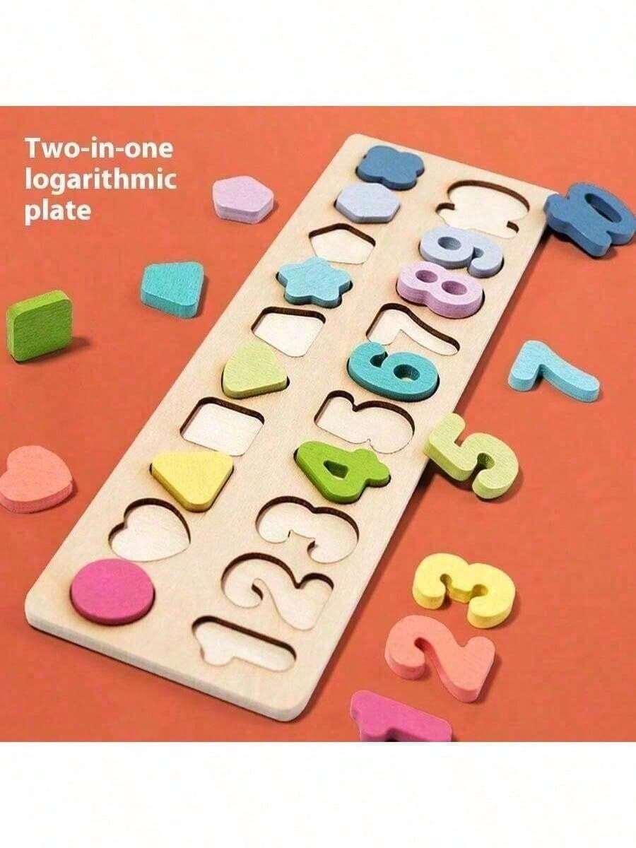 1 Montessori Wooden Puzzle Toy, Arithmetic Board Multifunctional Teaching Aid, Early Learning, Parent-Child Interaction, Christmas And Halloween Children's Gift (Colors Of Numbers And Graphics Are Random)(The Product Size Is Detailed With Pictures)