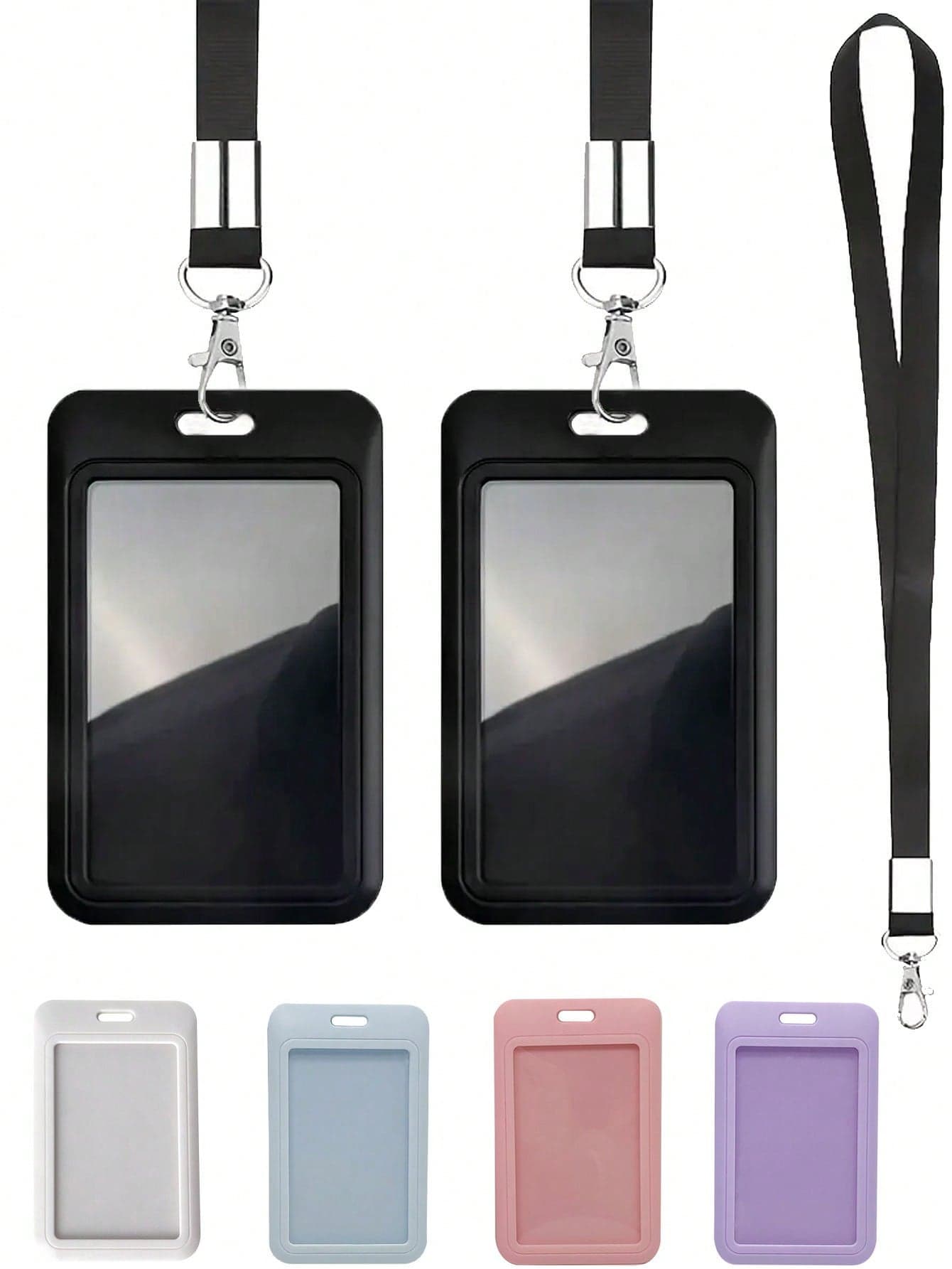 Vertical Hard Black ID Card Holder, Suitable For Office, School, ID Card, Credit Card, Key Card, Driver's License, Employee ID. Also Suitable For Women Mini Wallet, Clutch, Card Holder