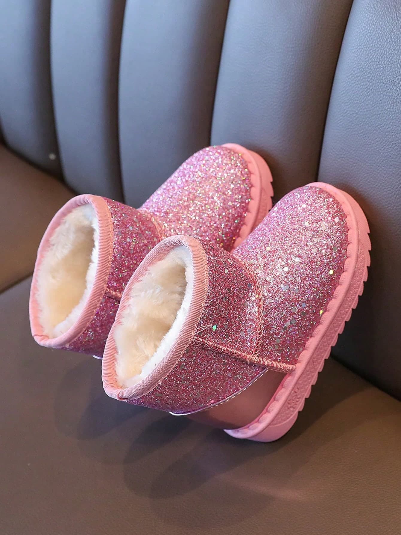 1 Pair 2025 New Toddler/Kids Anti-Slip Soft Sole Thermal Lined Snow Boots