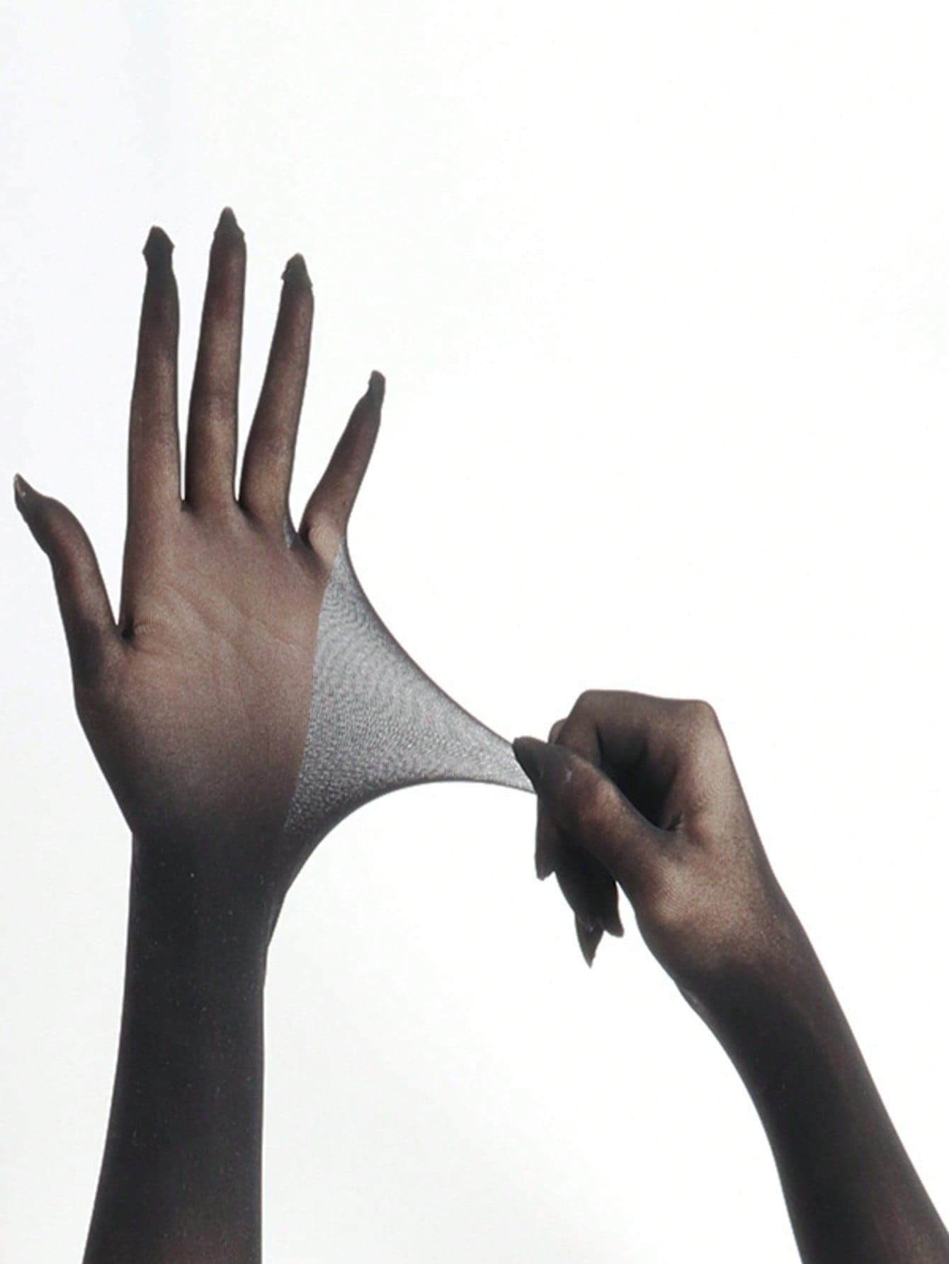 1pc 3D Ultra-Thin Seamless Five-Finger Gloves Stockings, Sexy Split-Finger Black Sheer Arm Sleeves, Bridal Wedding Dress Sheer Long Fingerless Gloves, 55cm Thin Elastic Mesh Gloves, Women's Thin Sun Protection Fashion Dress Accessory, Sexy Black Sheer Long Gloves - Suitable For Halloween Costume/Gothic Party
