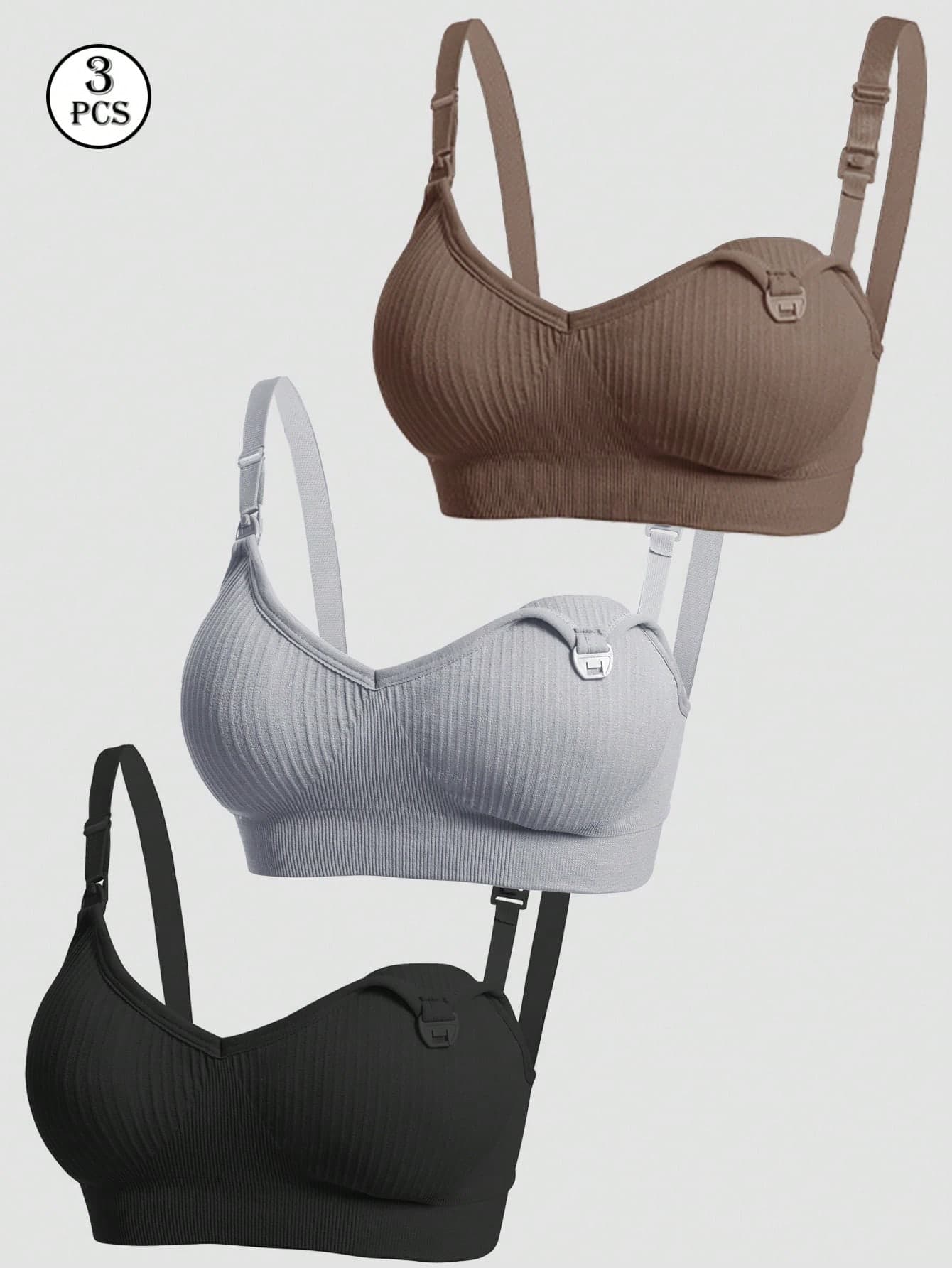 3pcs Maternity Nursing Bras, Sexy Front Opening Breastfeeding Lingerie, Comfortable Underwire Bra