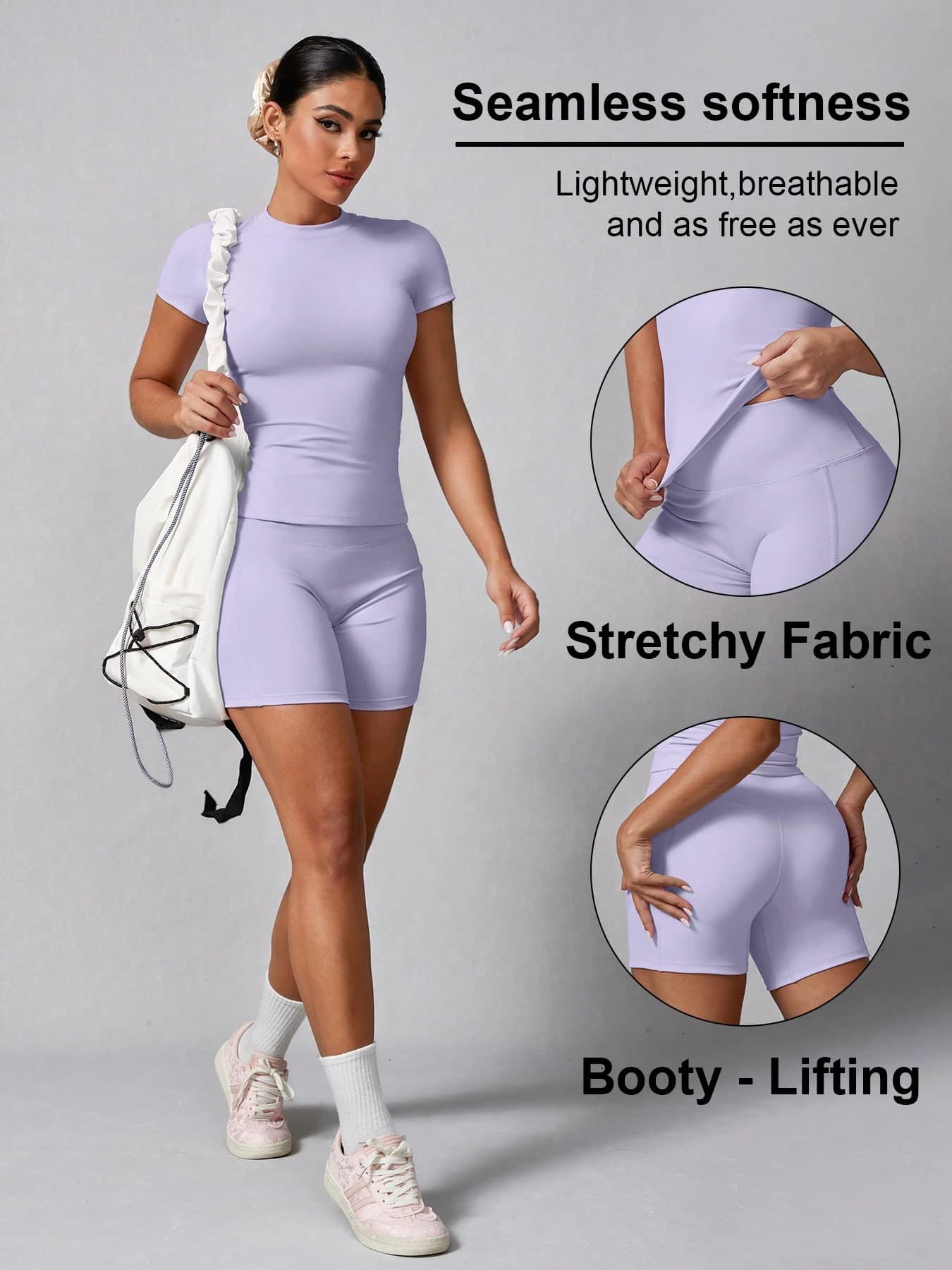 Women's Simple Solid Color Short Sleeve Shorts Sports Suit Summer