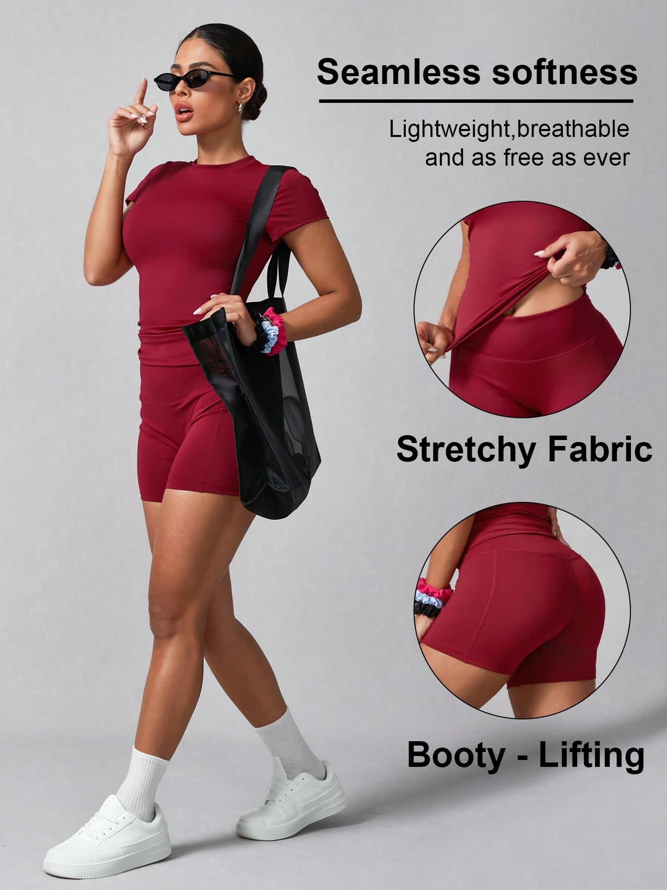 Women's Simple Solid Color Short Sleeve Shorts Sports Suit Summer