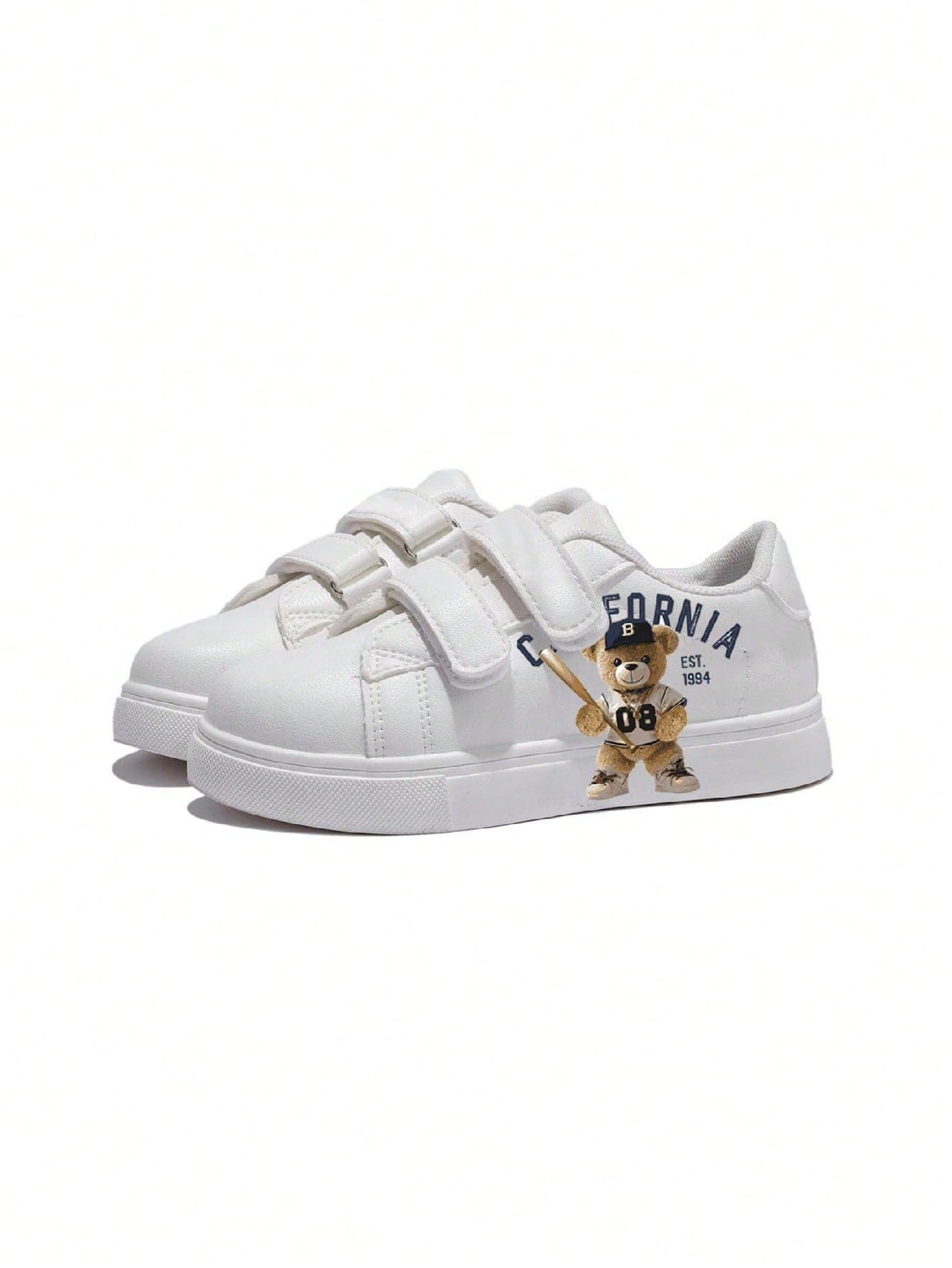 Kids' New Baseball Bear Hook And Loop Soft Bottom Comfortable Casual Sneakers For Spring & Autumn
