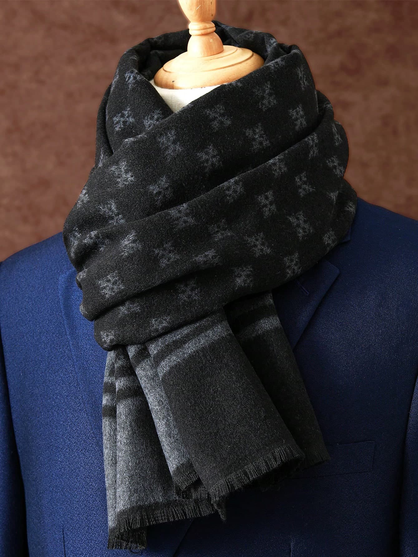 1pc Men's Business Luxury Scarf, Unisex Shawl, Men's Printed Scarf 180*30CM, Suitable For Business, Fashion Tassel Scarf, Classic Plaid Scarf