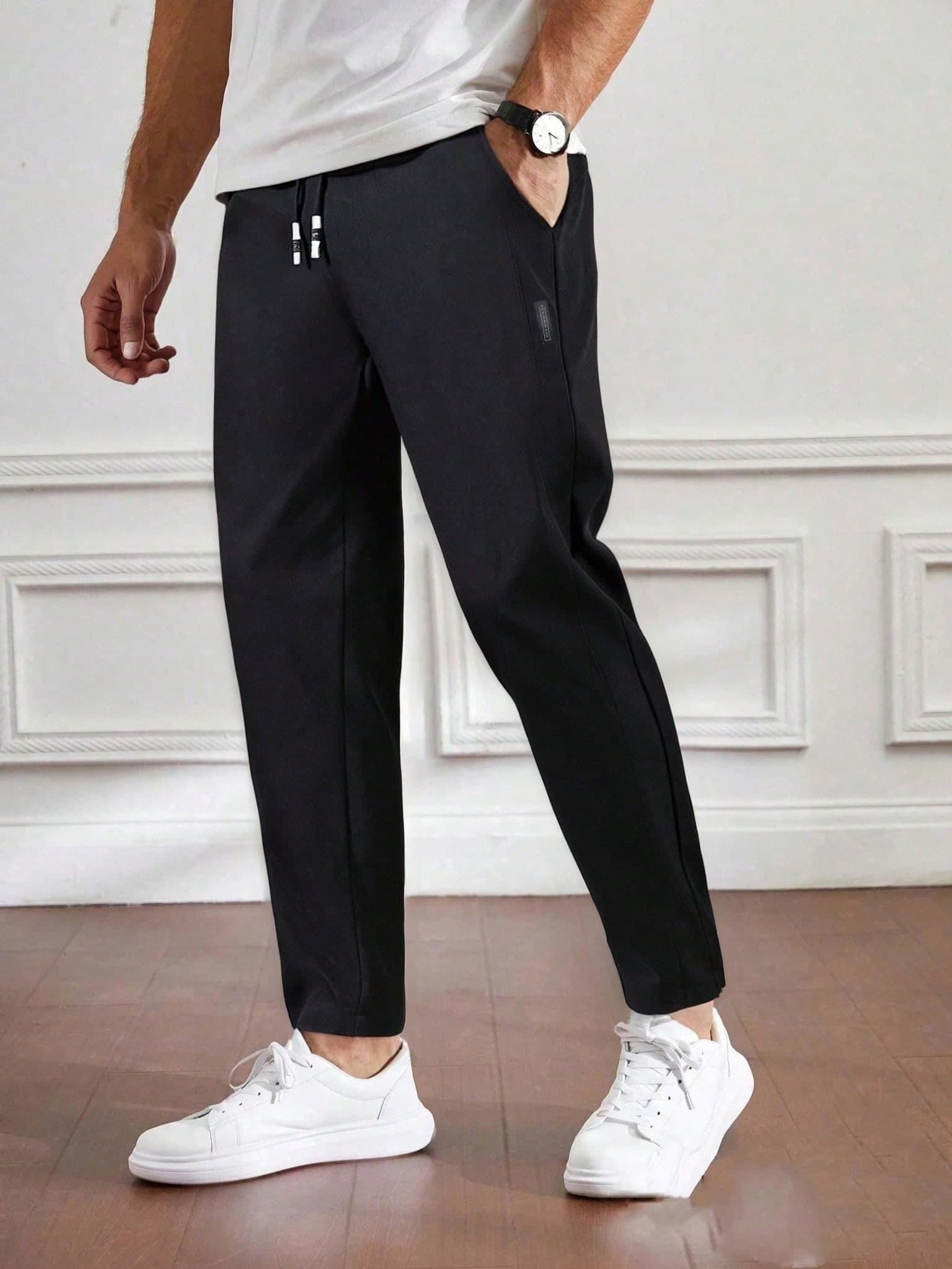 Men's Summer Lightweight Drawstring Waist Tapered Leg Pants, Fall
