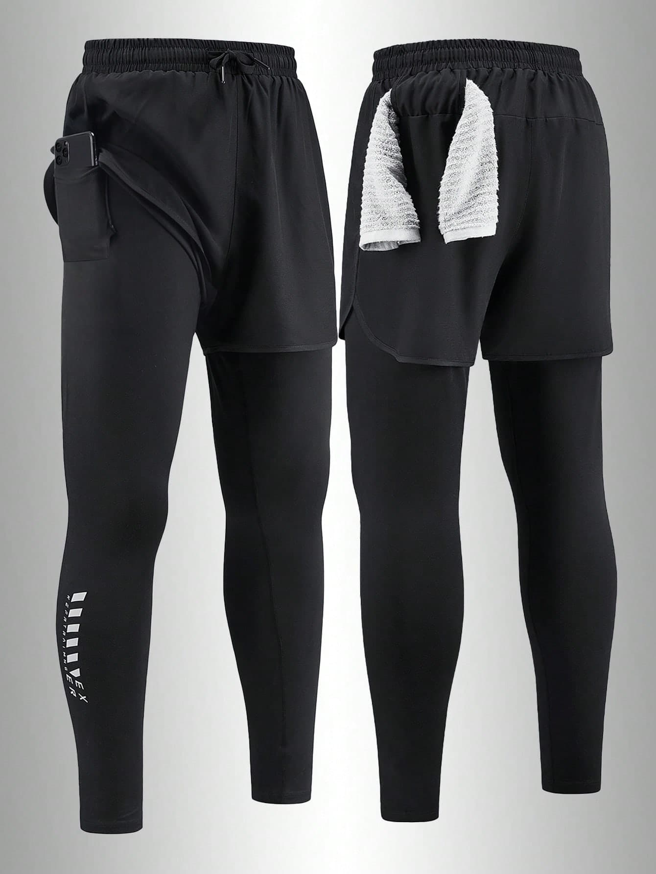Men's Outdoor Sports Casual Long Pants, Suitable For Spring And Summer Wear, Double-Layer Design, Ideal For Running, Fitness And Other Outdoor Sports.