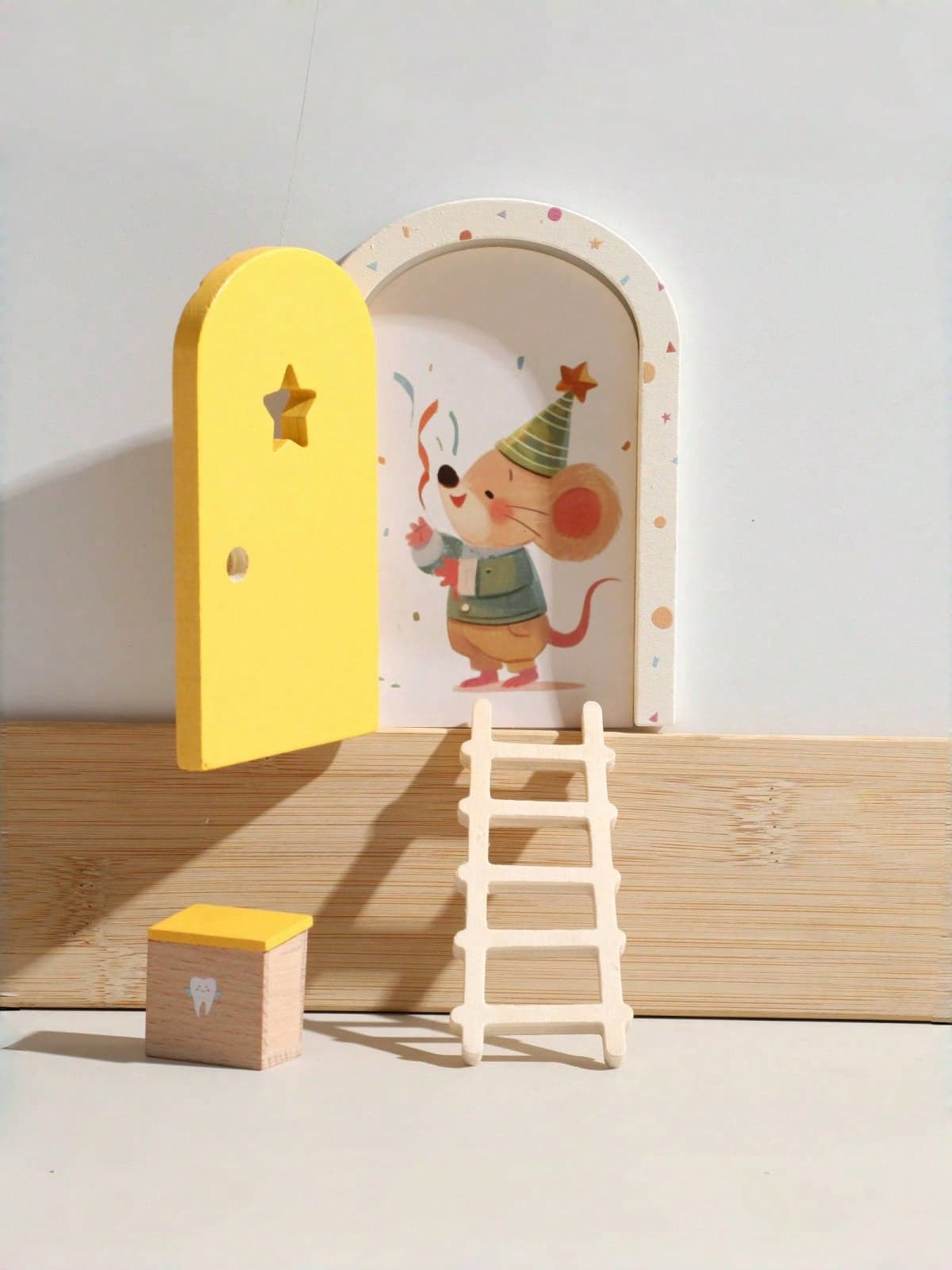 Kids Room Decor, Girls Bedroom Accessories, Nursery Decor, Wooden Cartoon Fairy Door, Mini Ladder Decor, Fairy Door Ornaments, Colorful Heart Fairy Door, Home Decor, Photo Prop, Christmas, Halloween, Birthday Gift, Halloween, Christmas Event & Party Supplies