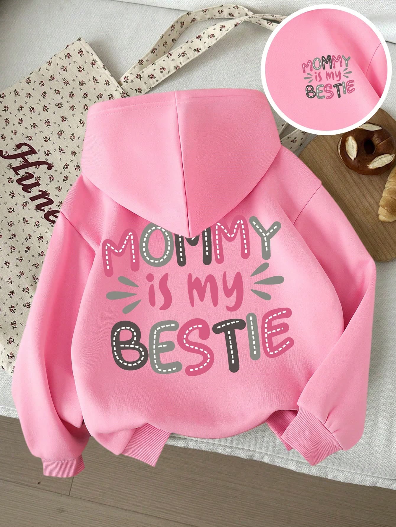 Young Girl Letter Print Warm Sweatshirt