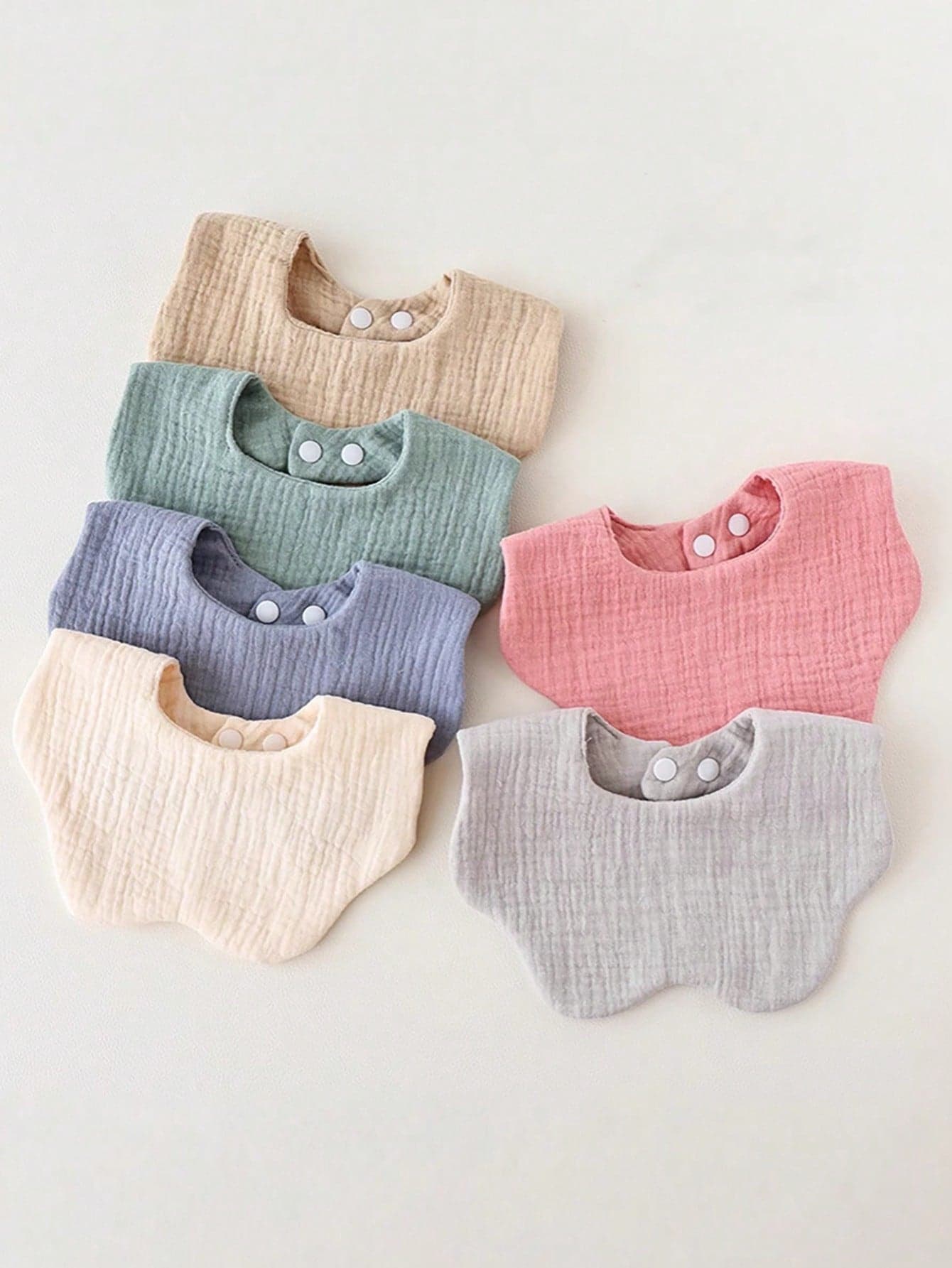 6-Layer Solid Color Petal Bib, Newborn Baby Bibs, Infant Cotton Gauze Saliva Towel