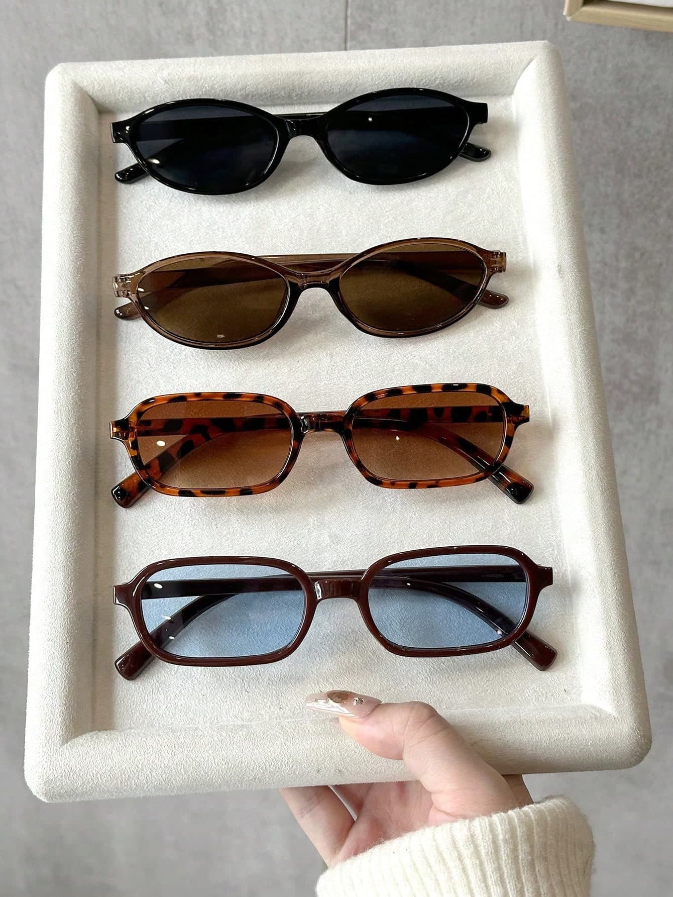 4pcs Unisex Leopard Print Fashion Glasses, Square Plastic Frame, Casual Daily Wear, Matching, Street, Beach, Party, Hiking, High Quality, Gift Set