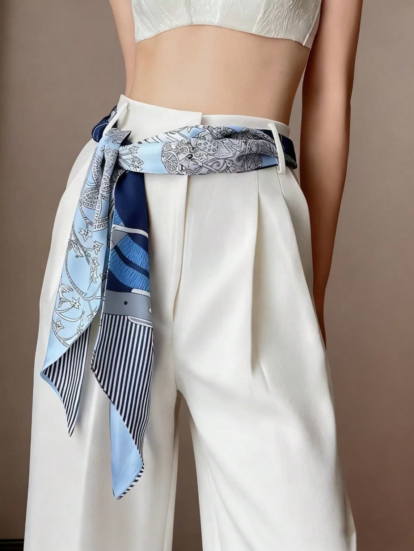 1pc Women's Spring/Summer Casual Wear Simulated Silk Scarf, Thin Scarf For Decor Or Waistband Bandana Headband Hairband