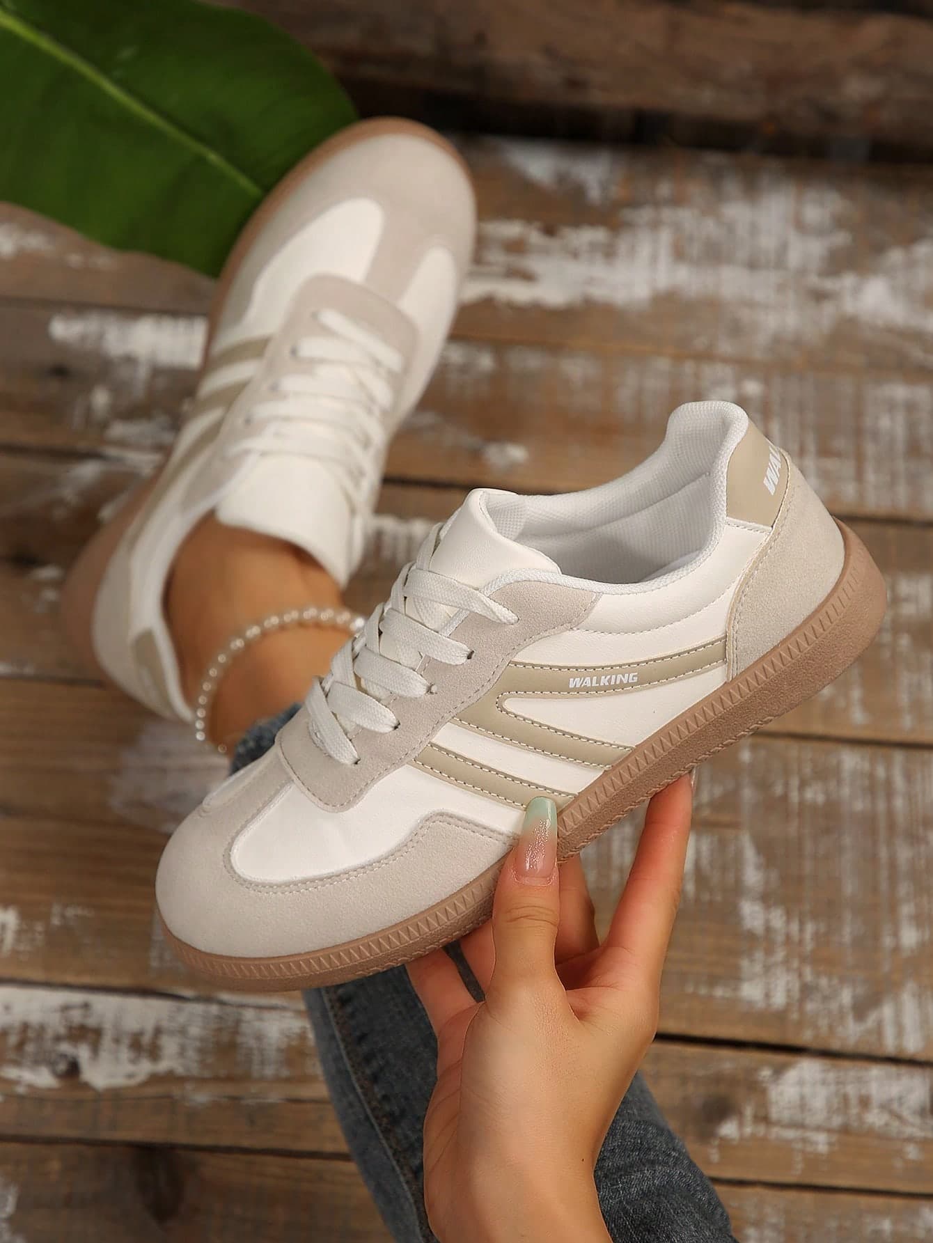 Women's New Casual Shoes, Geometric Pattern, Sporty Low-Top Lace-Up, Fashion, Comfortable, Versatile Sneakers,Trainers Women