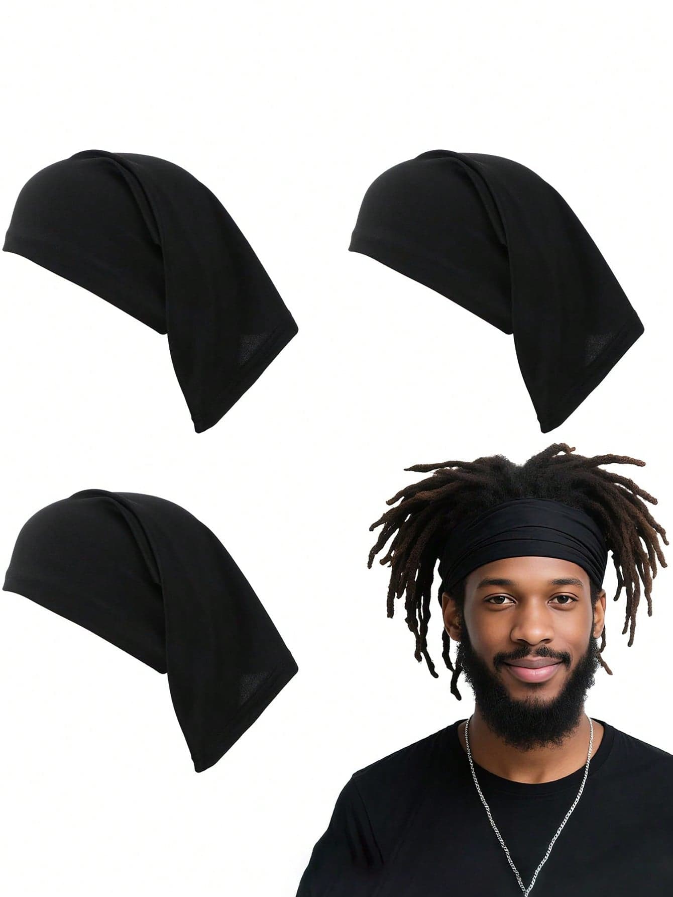 4pcs Dreadlock Wig Cap, Dreadlock Socks, Soft & Comfortable Unisex Stretchy Dreadlock Tube Hat, Black