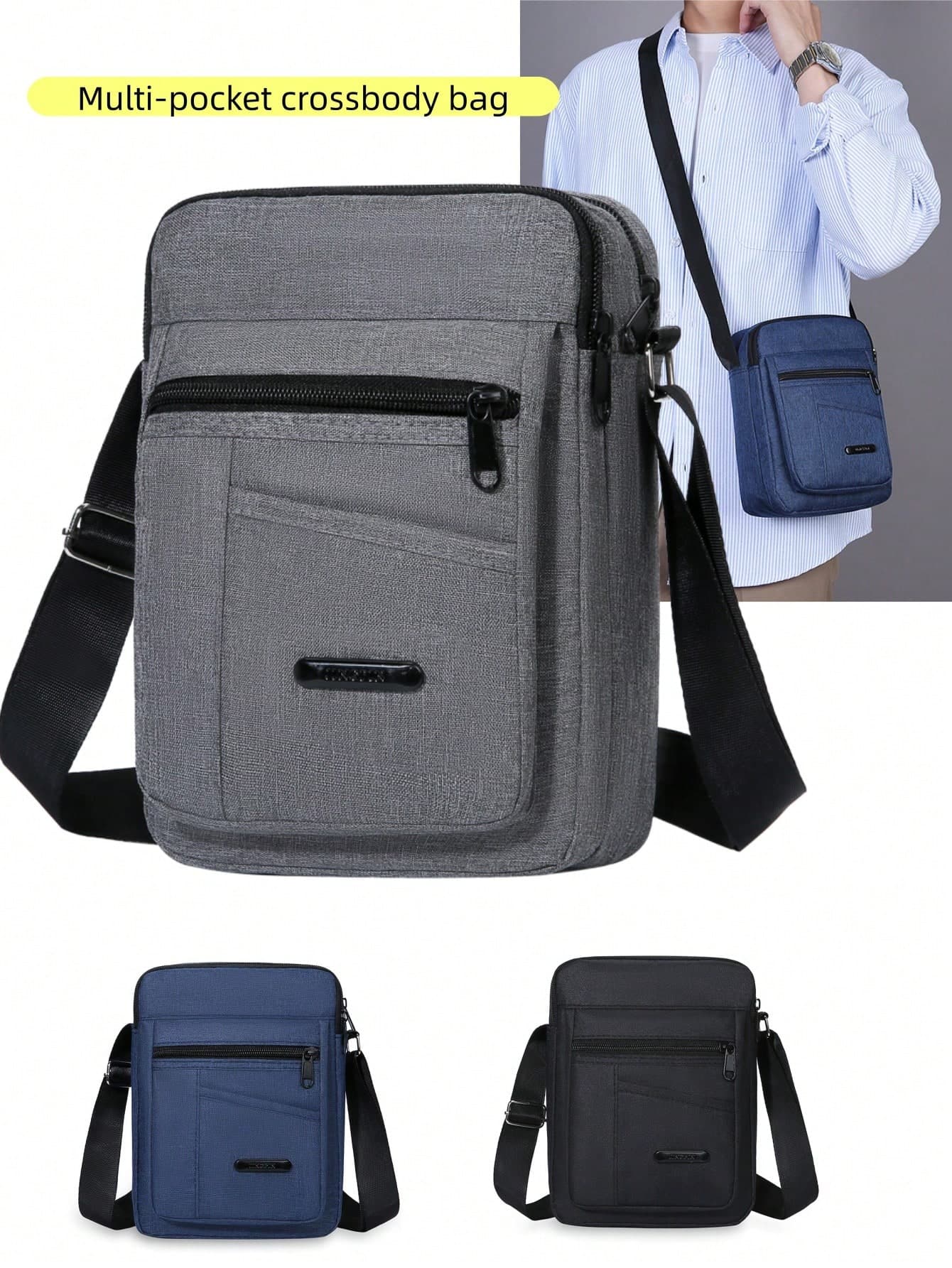 1pc Solid Color Nylon Fabric Zipper Closure Multi-Layered Small Bag, Fashion Casual Backpack, Handheld, Shoulder Strap, Suitable For Daily Use, Work, Business, Spring, Summer, Autumn Festival, Pouch For Phones