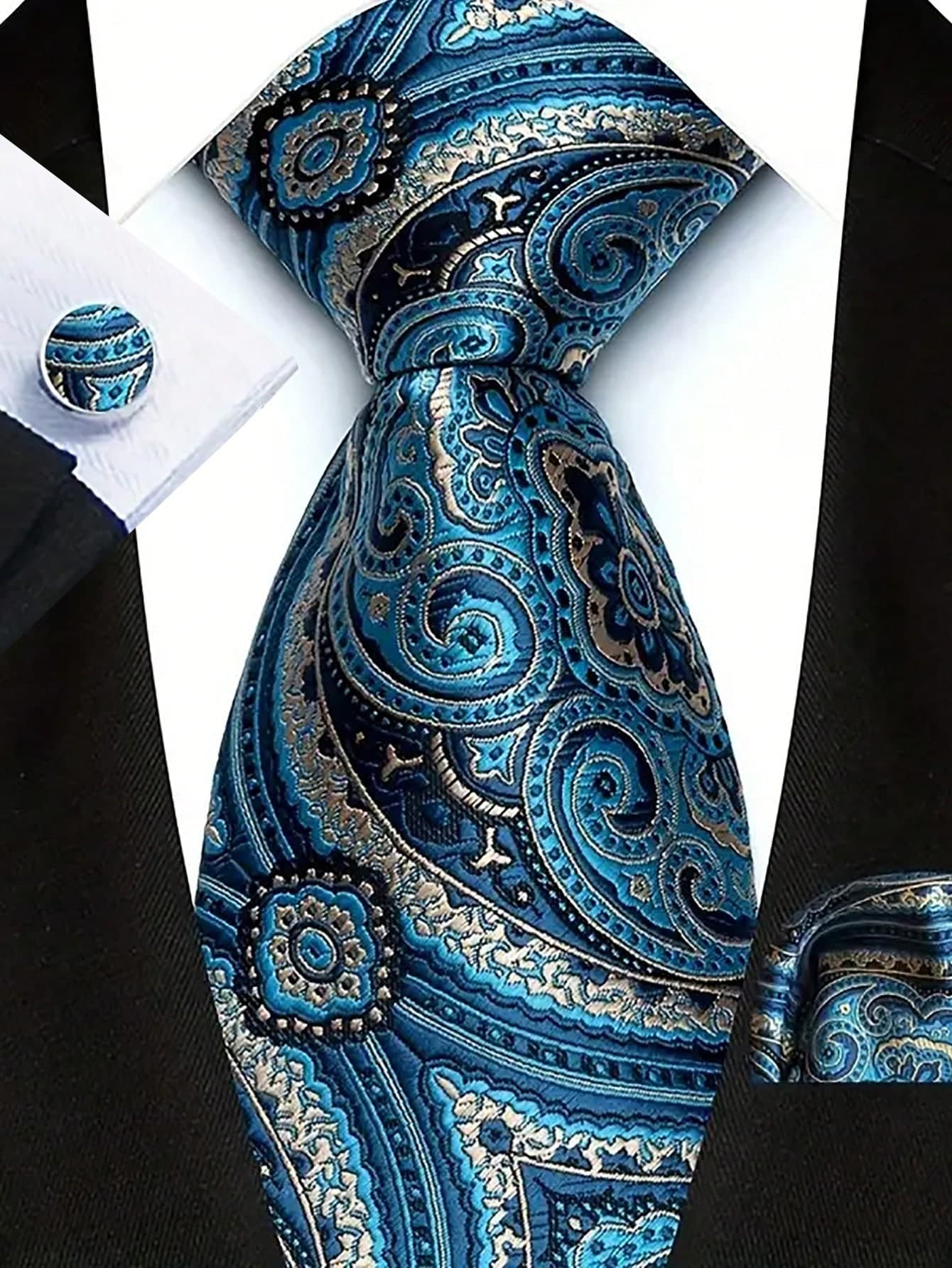 Men Tie Sets Classic Fashion Necktie Set With Cufflink For Business Party