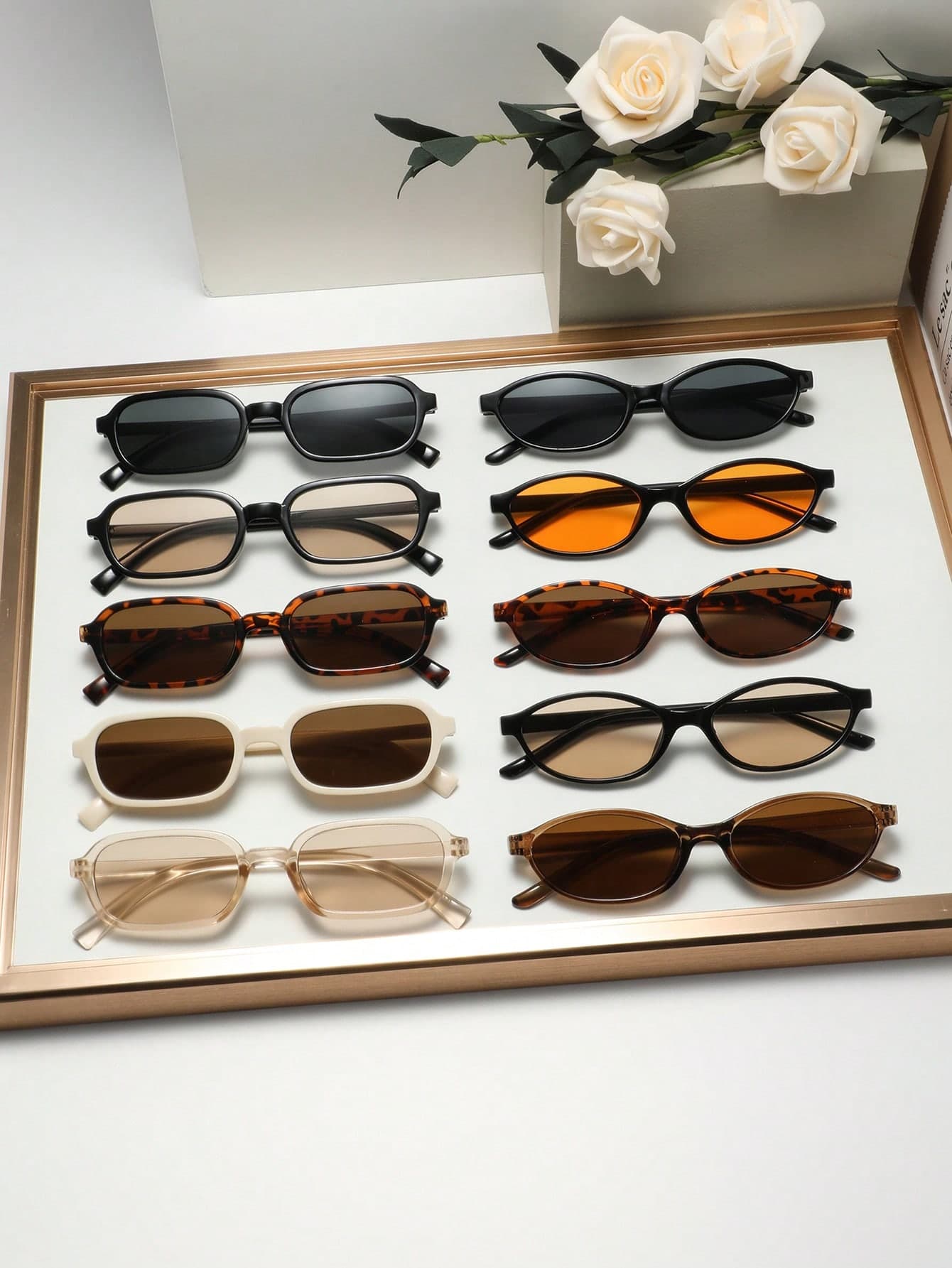 10 Pairs Women's Plastic Frame Geometric Rimless Warm Comfortable Minimalist Fashion Glasses, Suitable For Family Gatherings, Visiting Elders, Autumn Outings, Team Building And Other Occasions