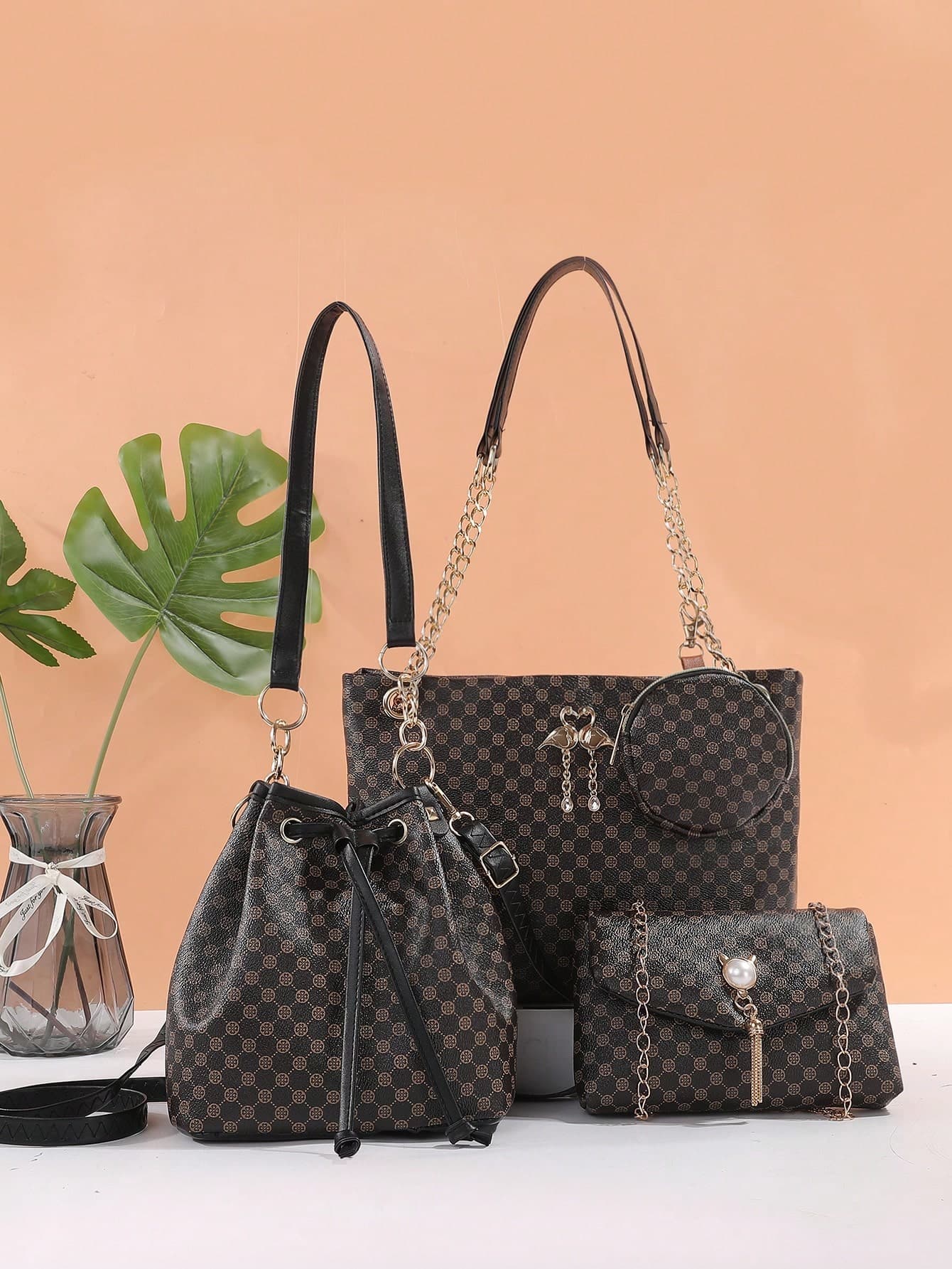 Women's 4-Piece Combo Bag Set - Fashion Essential! Shoulder Tote Crossbody Mini Bag Combo, Handheld & Crossbody Versatile, Chic & Spacious, Suitable For Various Occasions, Hot-Selling Cross-Border Item