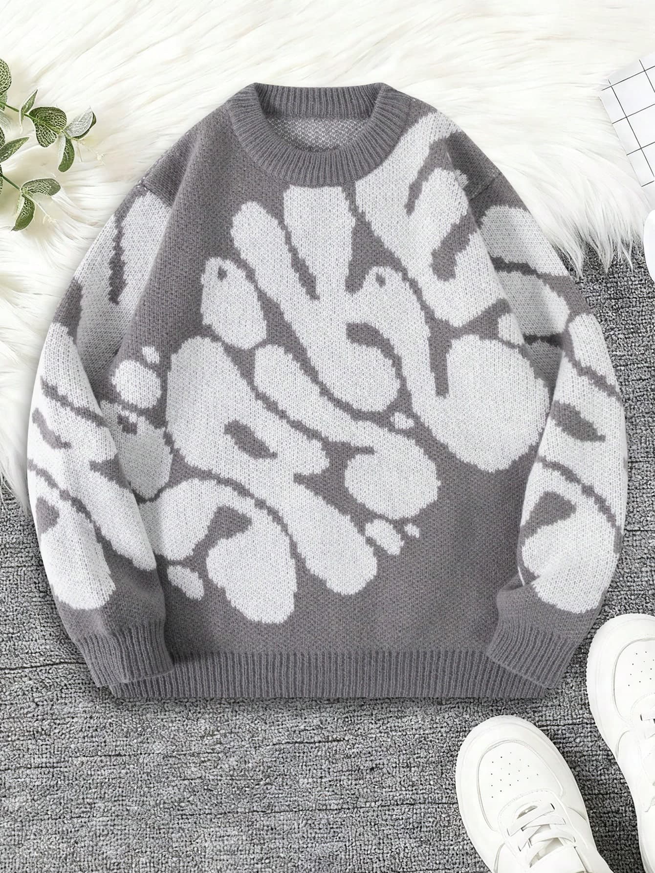 Teen Boys' Winter Contrast Color Knit Sweater, Soft Skin-Friendly Long Sleeve Top, Casual Versatile For School And Streetwear