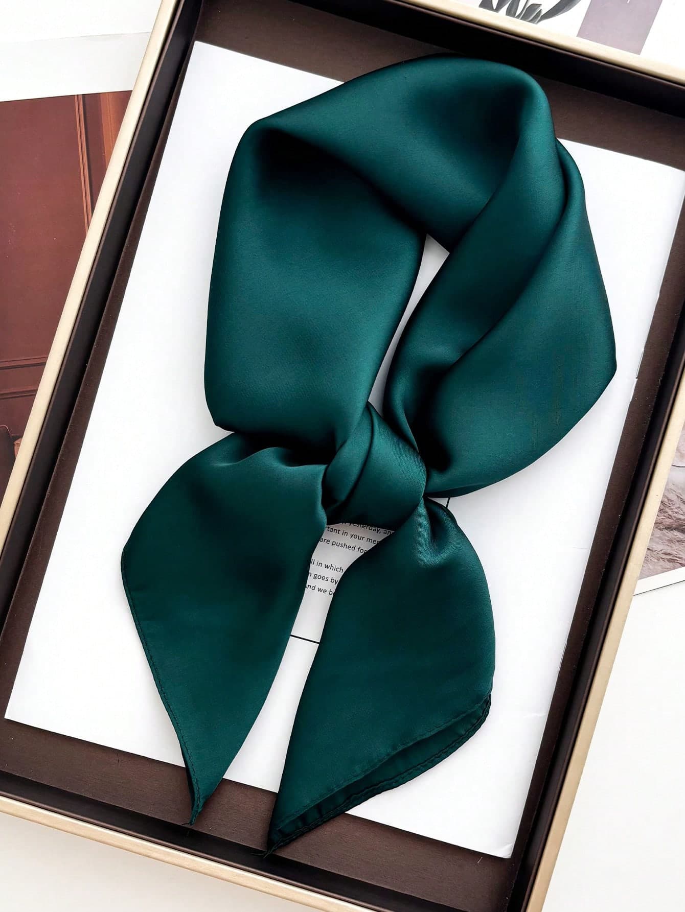1pc Women Satin Bandana Scarf Square Solid Color Head Wrap