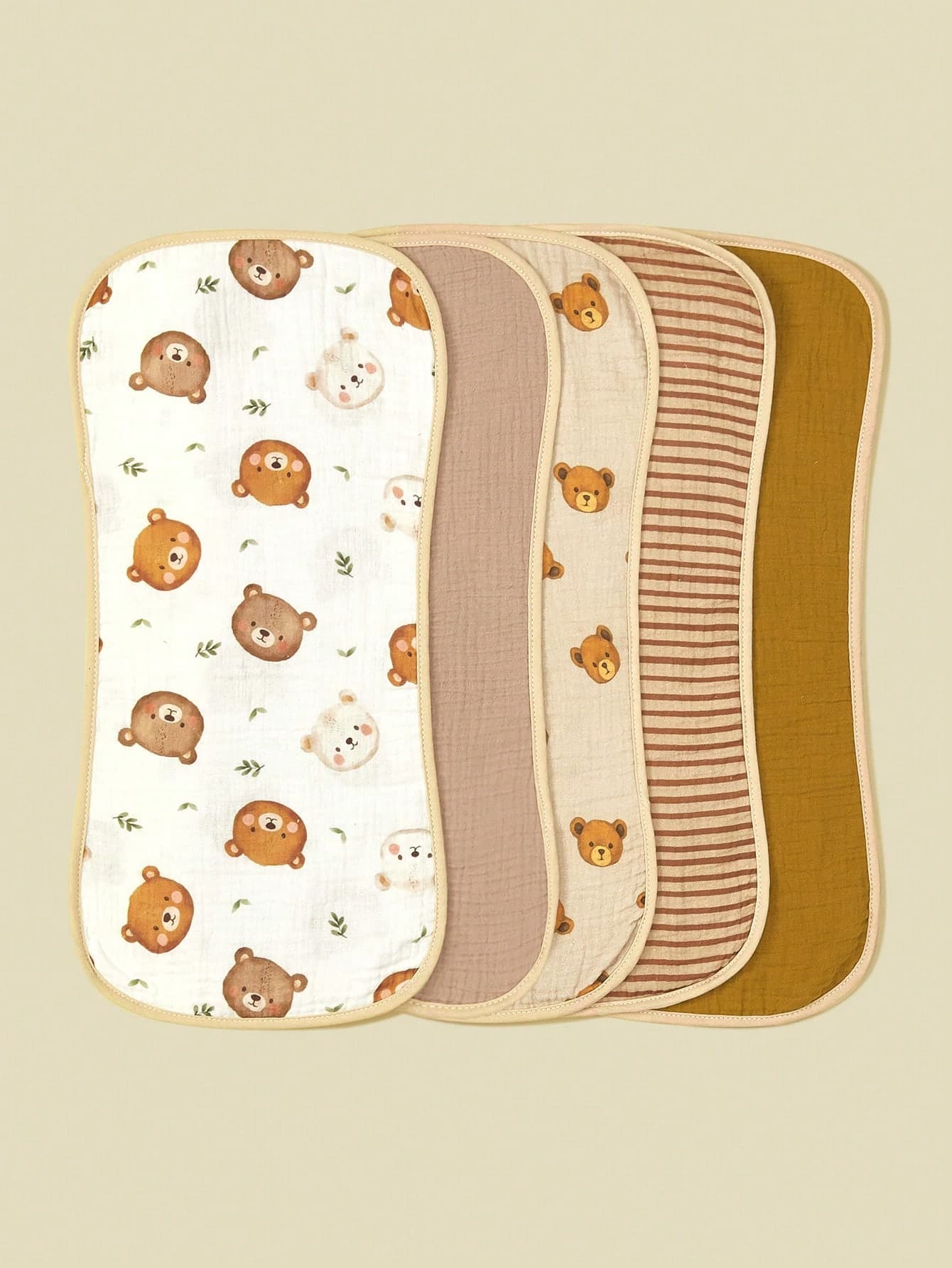 5pcs/Pack Soft Cotton Muslin Baby Bibs For Boys & Girls, Floral, Whale Design, Comfortable Multi-Use Burp Cloths