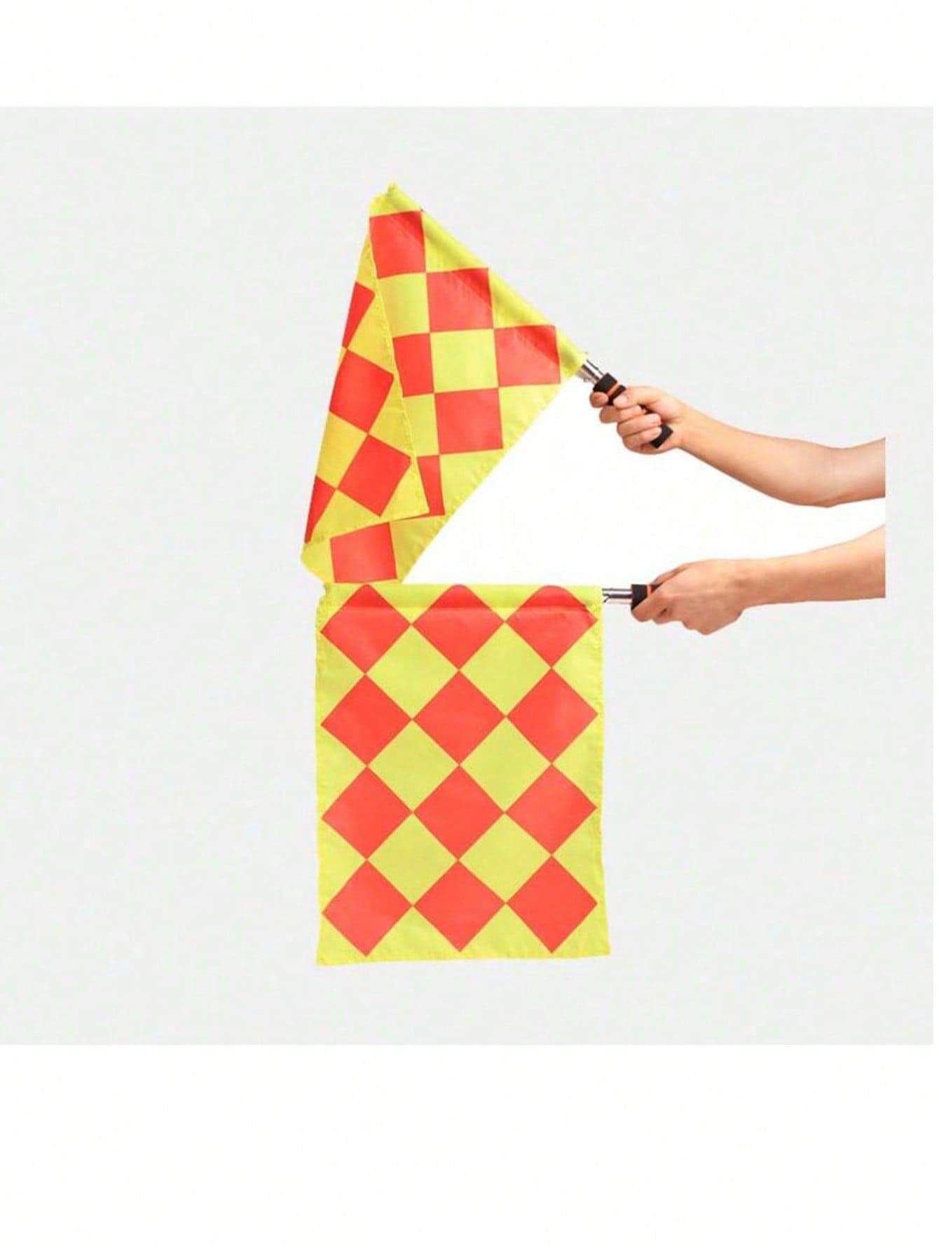 2pcs Checkered Boundary Flags, Referee Flags, Signal Flags, Football Referee Tools