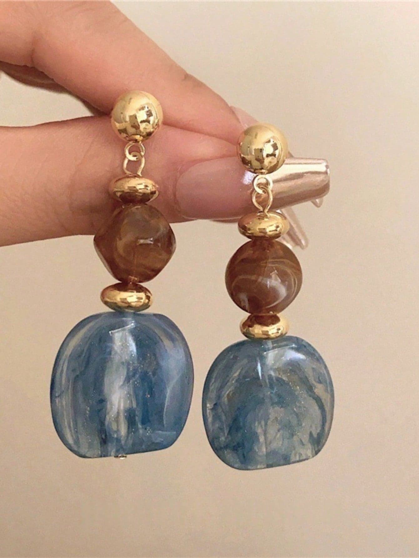 1 Pair Blue Resin Acrylic Pendant Earrings, European & American Style Personalized Fashion Earrings For Women And Girls, Travel, Wedding, Party, Birthday, Christmas Gift 2025