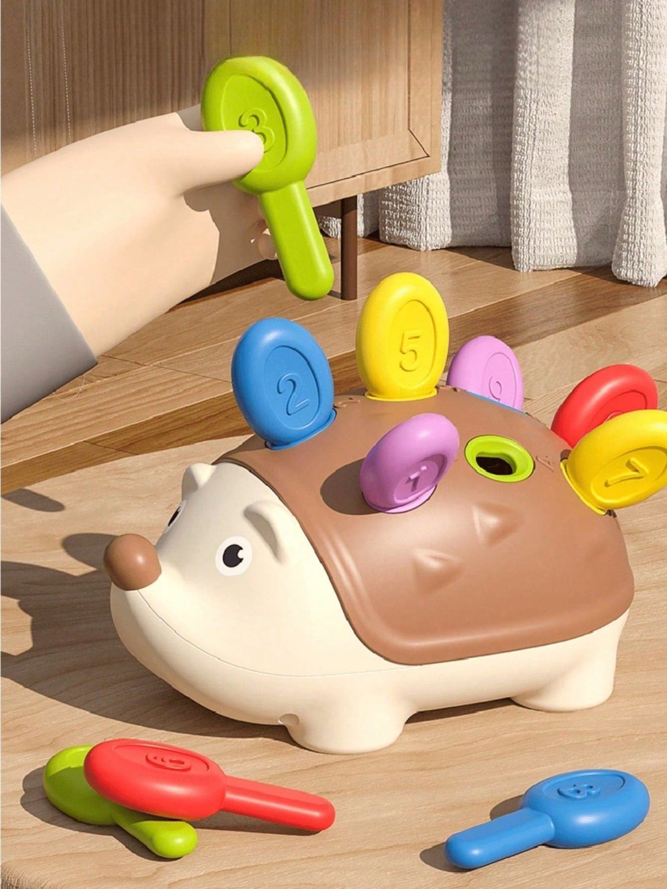 1 Set ABS Hedgehog Shaped Training Toy - Enhances Hand-Eye Coordination, Problem Solving And Critical Thinking - Teaches Colors And Numbers - Suitable For Parent-Child Interaction Early Education Toy, Baby Birthday Party Gift