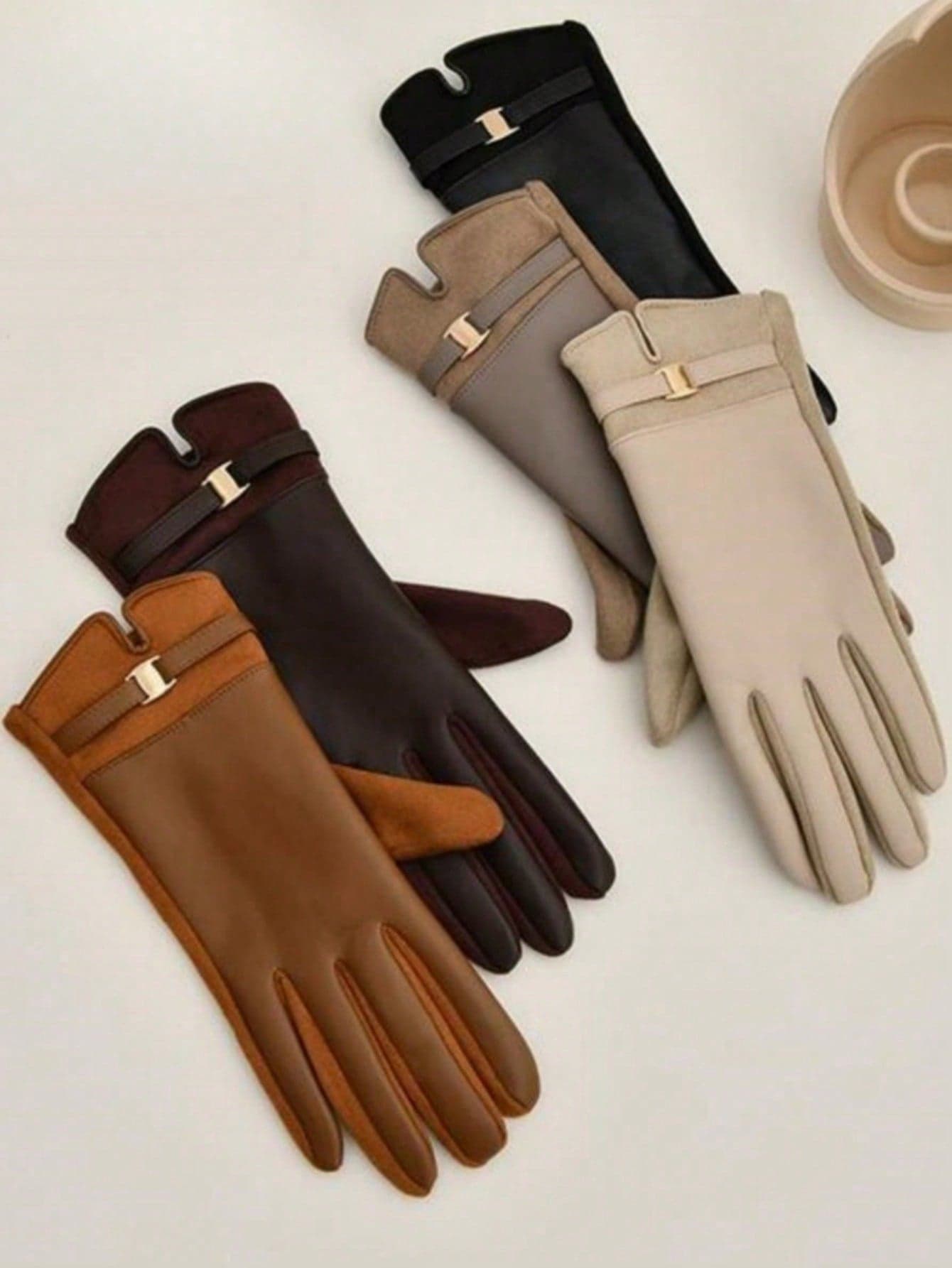 Women Thermal-Lined PU Leather Gloves, Warm Windproof Waterproof Driving Riding Gloves, Christmas Birthday Valentine Gift