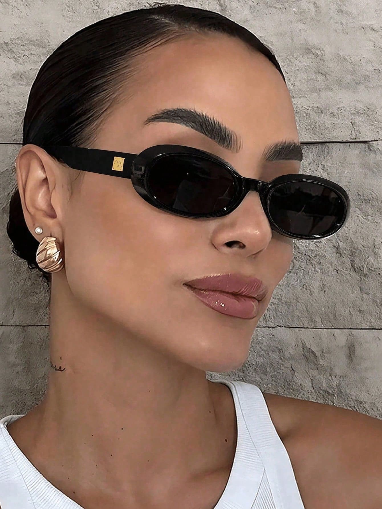 1pc Retro Classic Small Frame Oval Women Glasses, High-End Personalized Street Style Versatile Fashion Eyewear Oval Shape Shades