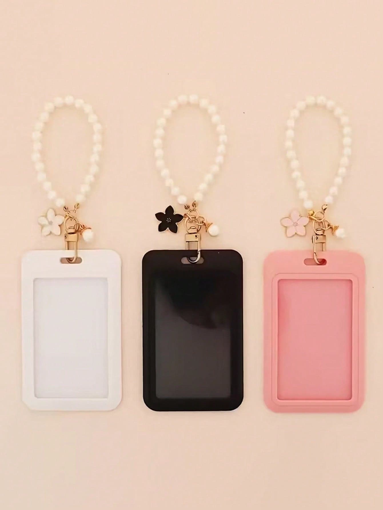 Candy-Colored Keychain, Sakura Flower Keychain, Candy-Colored, Elegant ID Card Holder Keychain, A 1 Piece, Featuring Floral Accessories, Perfect For Mother's Day Gifts, Office Use, And Personal Use, For School, Work, And Bus Passes, Card For Stars Photocards ID Badge Holder Bag Pendant Decor