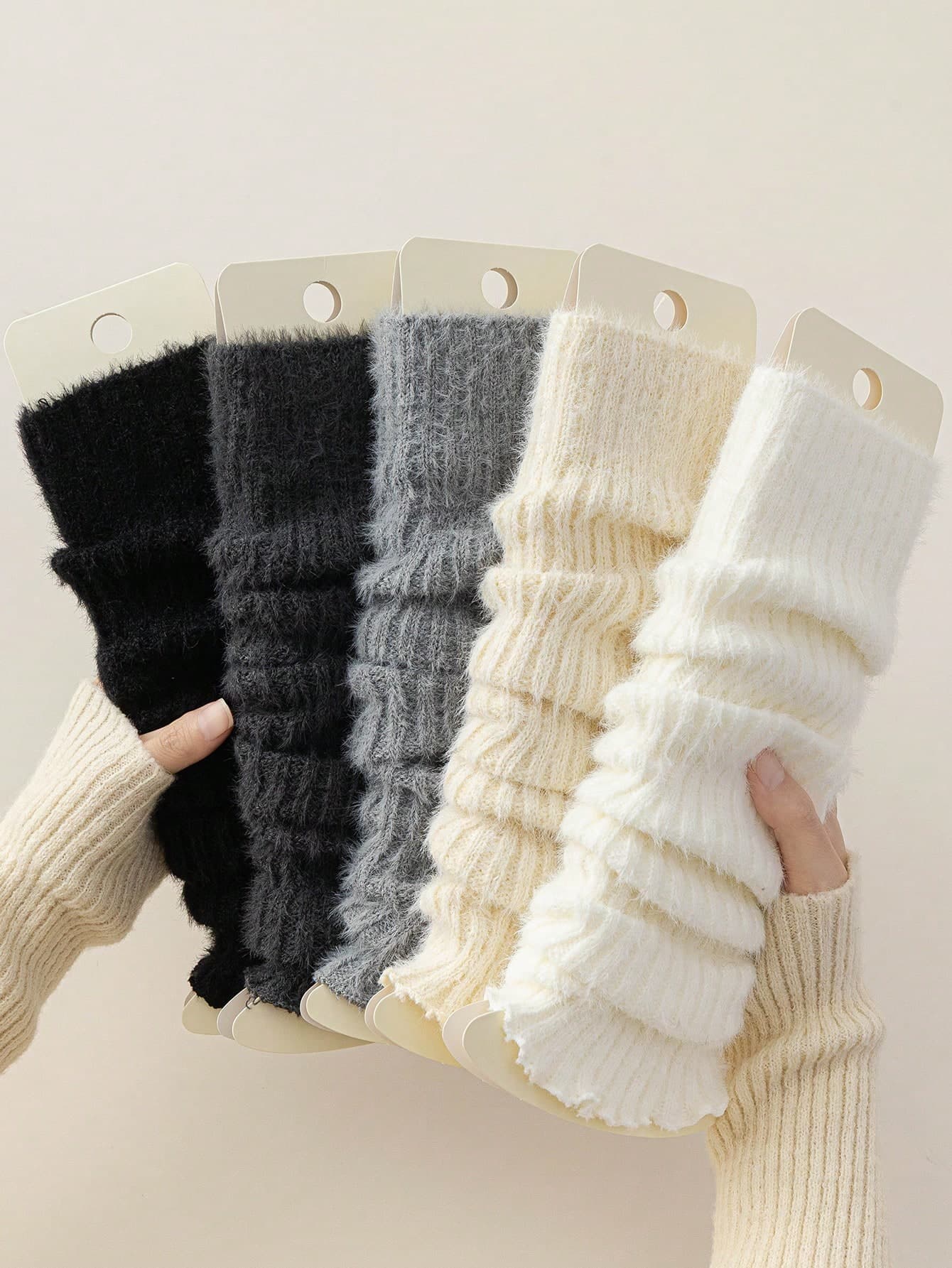 1/2/4 Pairs Women Fluffy Warm Thickened Leg Warmers, Versatile Autumn/Winter, Fashion Minimalist Leg Warmers, Knee High Leg Warmers, Cozy